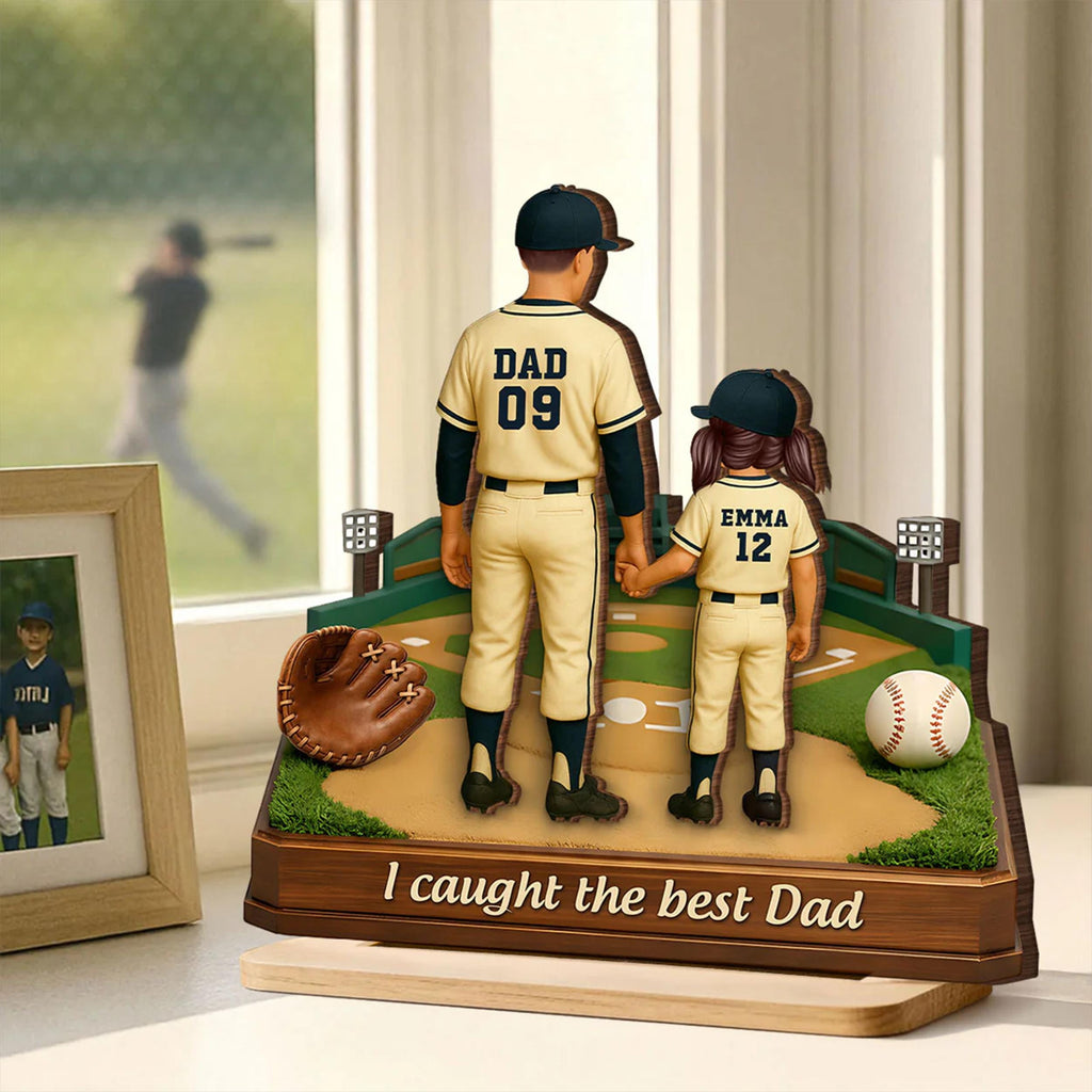 Custom Baseball Dad Wood Sign _ Personalized Father’s Day Gift From Kids _ Dad’s Dream Team Plaque _ 2-layer Engraved Husband Gift