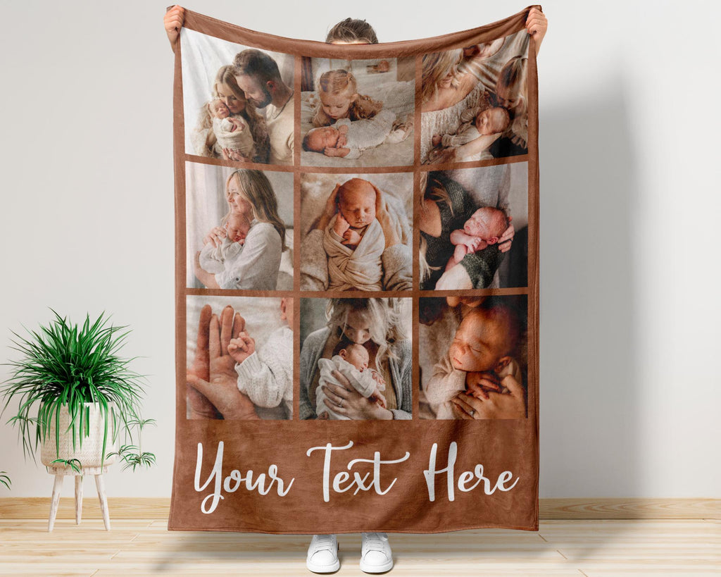 Custom Photo Blanket Collage, Picture Blanket With Text, Memorial Blanket, Friend Couples Gift, Birthday Anniversary Gift, Family Blanket