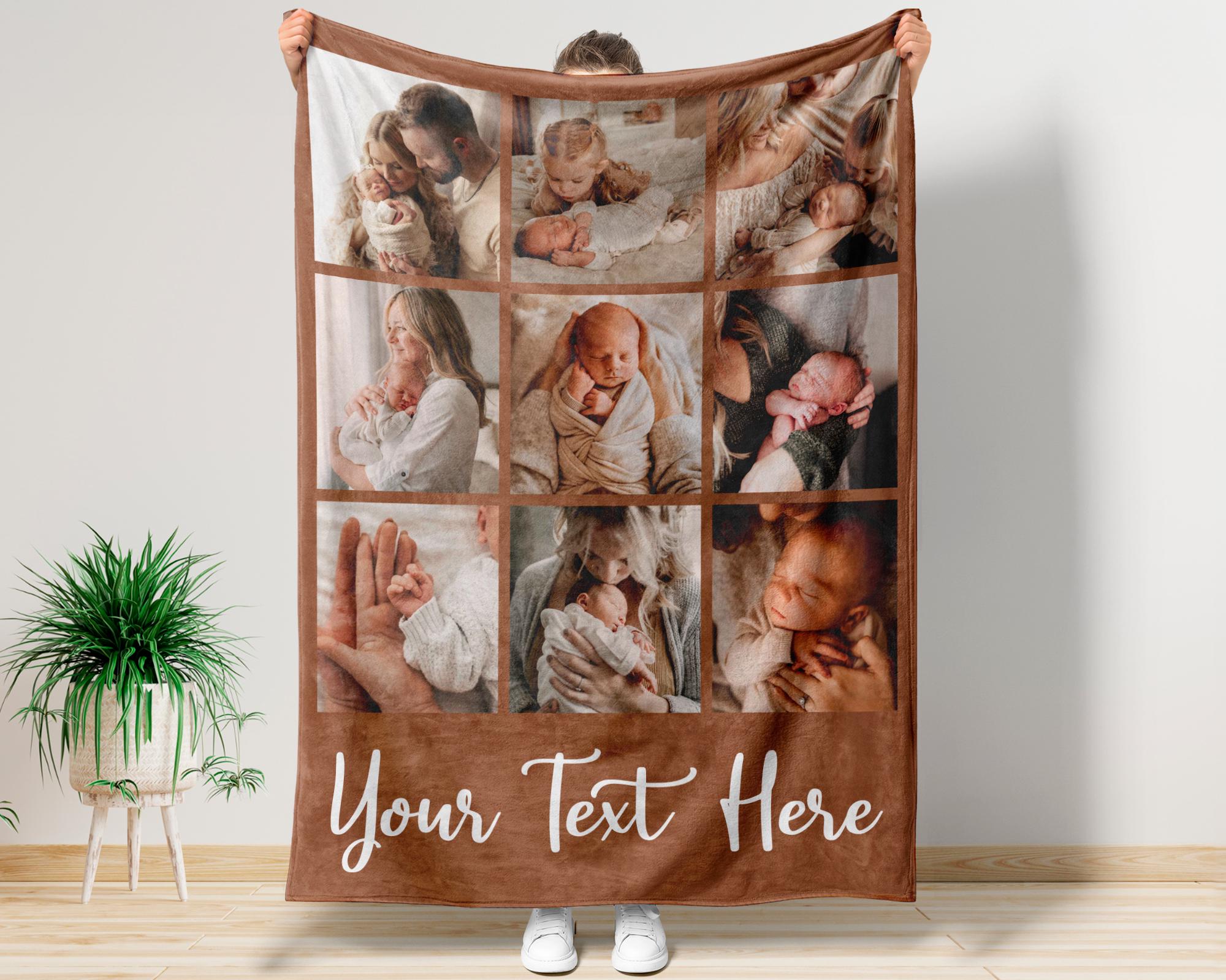 Custom Photo Blanket Collage, Picture Blanket With Text, Memorial Blanket, Friend Couples Gift, Birthday Anniversary Gift, Family Blanket