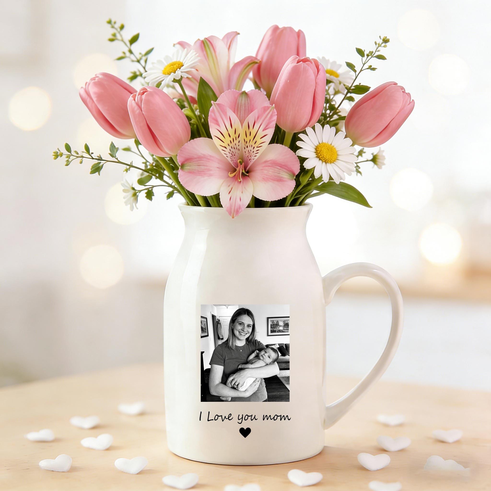 Personalised Vase, Mothers Day Gifts, Gift for Her, Gift for Mum, Photo Gifts, Ceramic Vase, Personalised Gifts, Custom Gifts, Mum Gifts