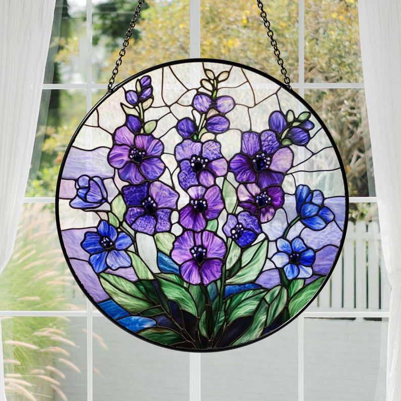 Birth Month Flower STAINED GLASS Suncatcher Window Hanging, Birth Flow
