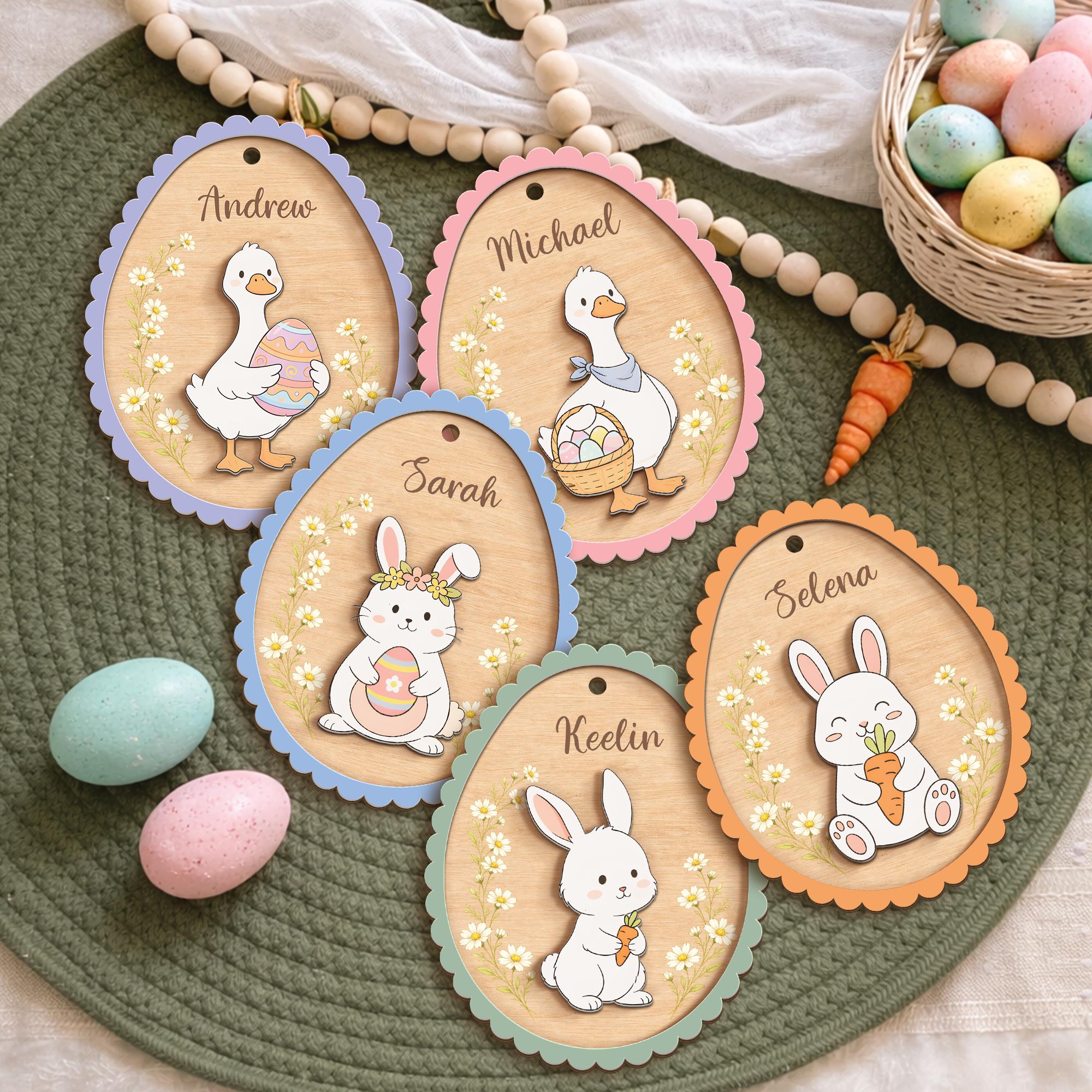 Personalized Easter Bunny Ornament – Custom Spring Name Decor, Easter Gift Tag for Kids, Easter Gift for Baby, Easter Egg, Glowforge Easter