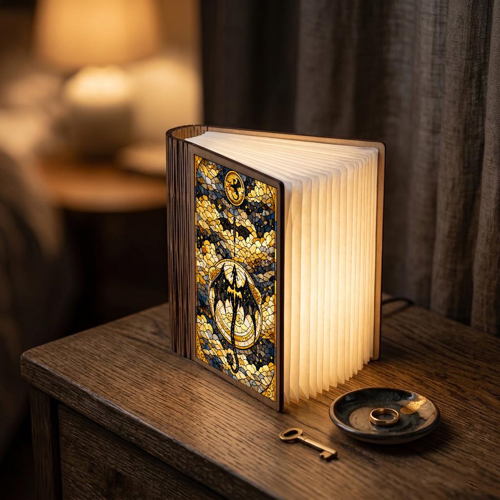 Fourth Wing Inspired Book Lamp, Fantasy Dragon Night Light, Book Lover Room Decor, Reader Gift, Cozy Bookish Lamp, Dark Fantasy Night Light