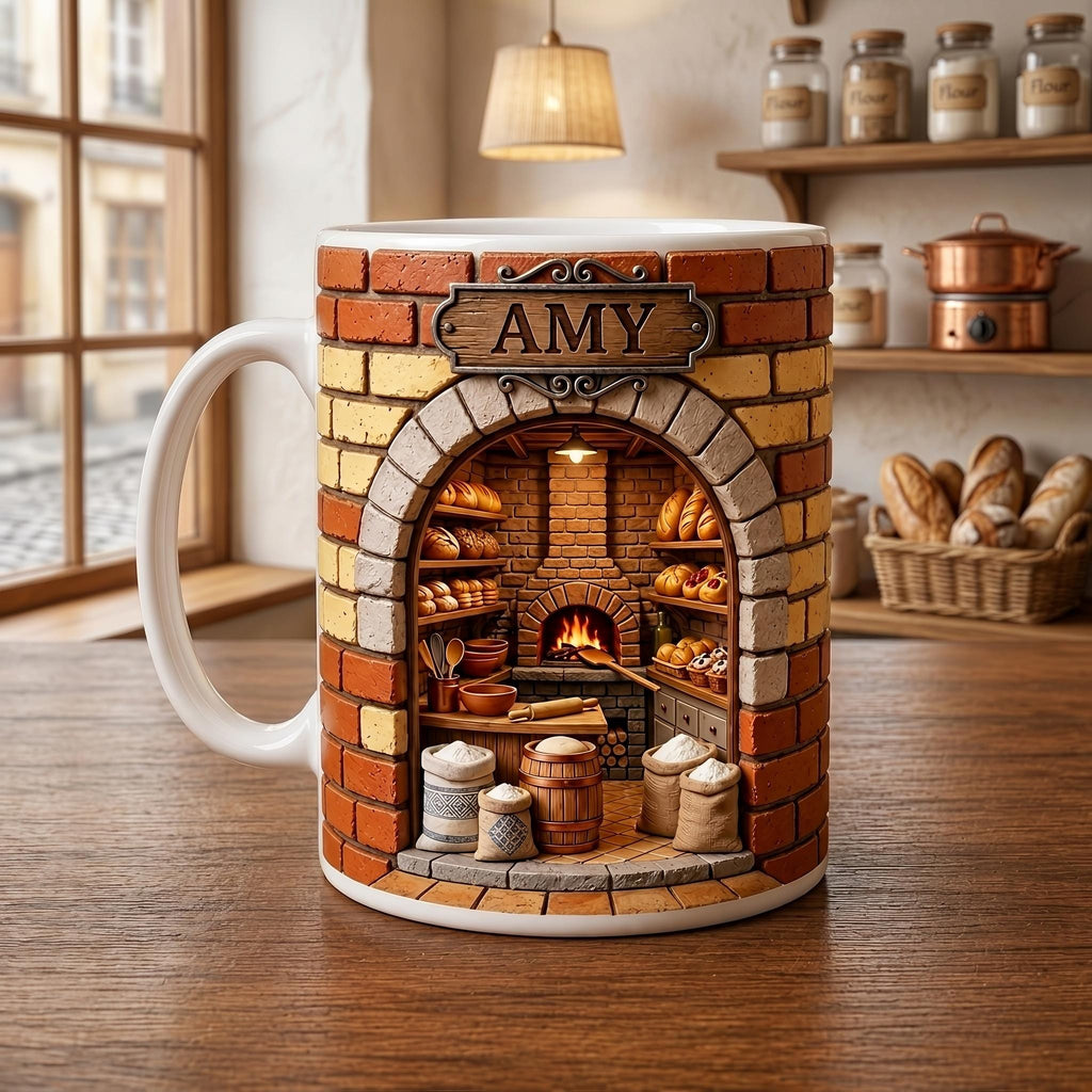 Personalized Baker Mug, Rustic Bakery Coffee Cup, Custom Baking Gift, Pastry Chef Mug, Cute Kitchen Lover Coffee Cup