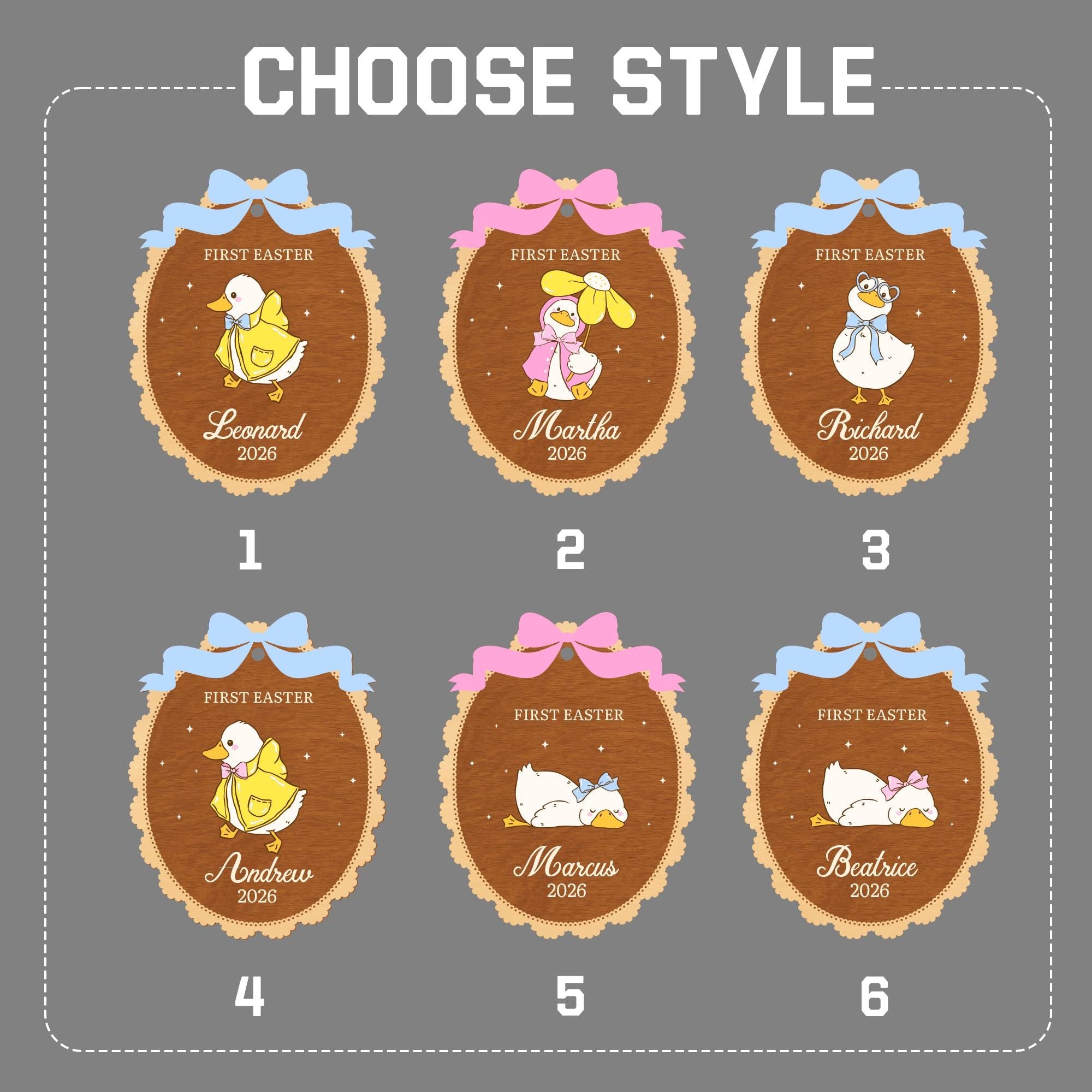 Personalized First Easter Basket Tag – Custom Duck Wooden Name Tag for Baby