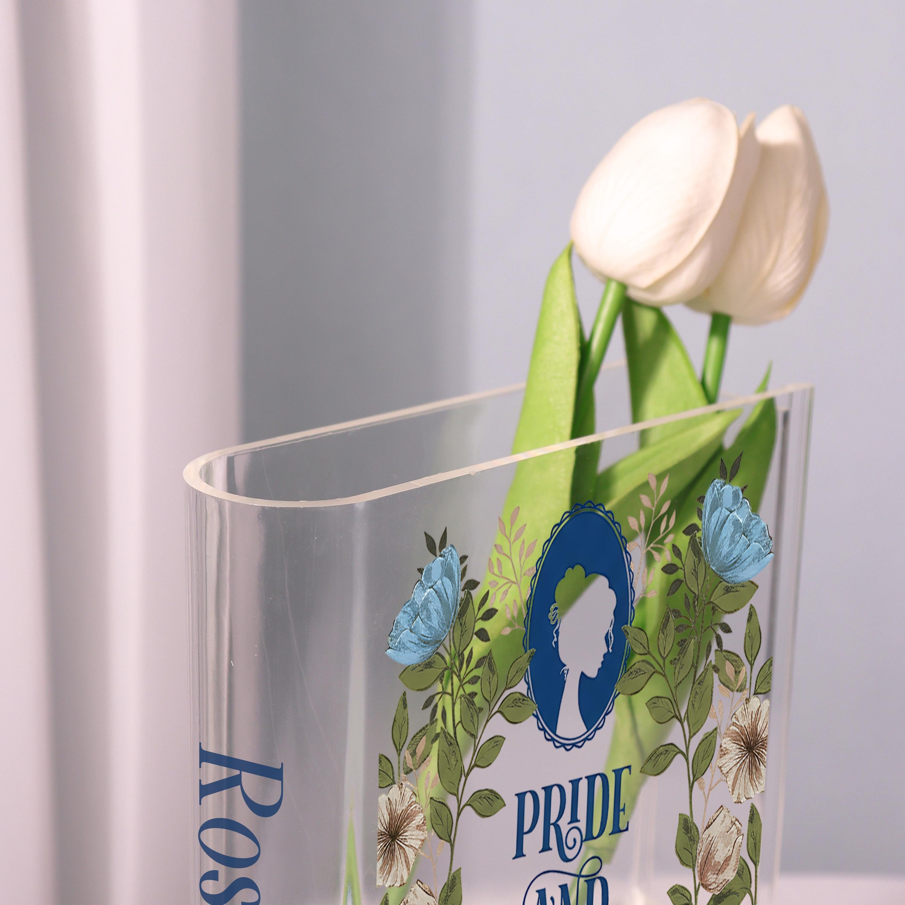 Pride and Prejudice Acrylic Book Vase, Jane Austen Bookish Vase, Classic Literature Book Shaped Vase, Romantic Novel Gift for Book Lovers