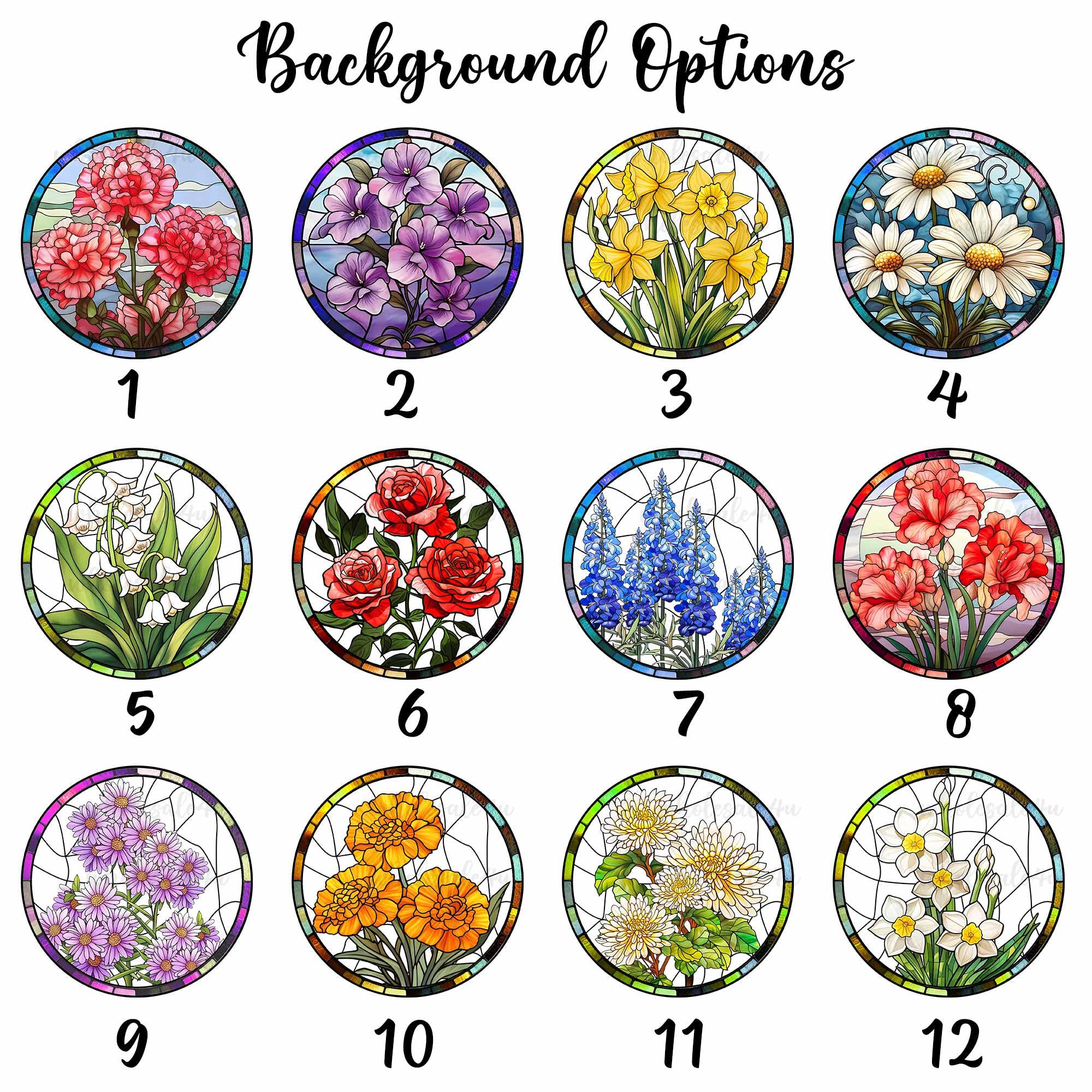 Personalized Birth Flower Stained Glass Suncatcher, Marigold Flowers Stained Glass, Christmas Gift for Mom, Birth Month Flower Suncatcher