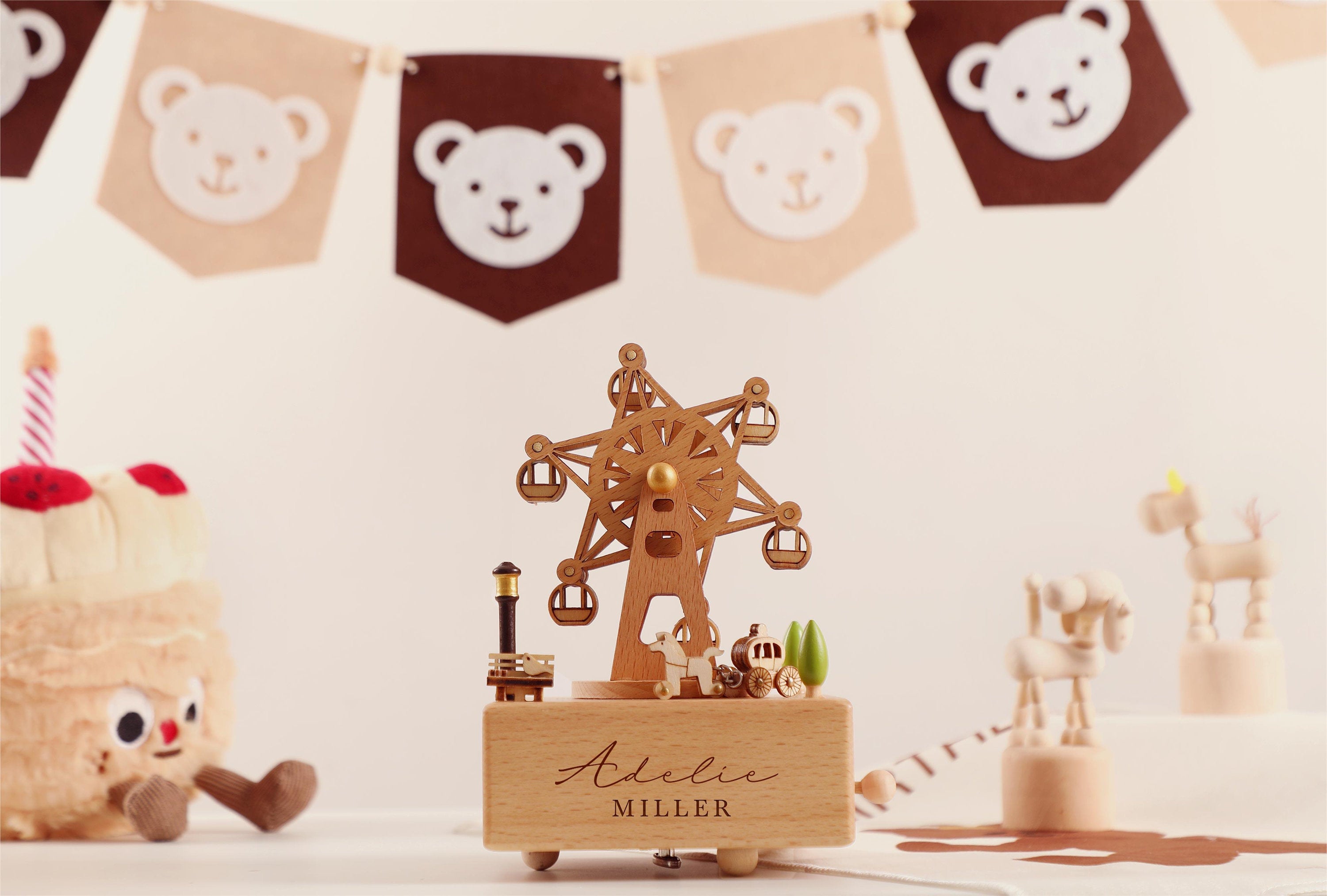 Ferris Wheel Birthday Music Box, Wooden Music Box, Custom Wooden Handmade Music Box, 1st Birthday, Personalised Music Box Gift, Baby Gift