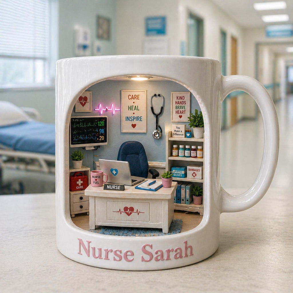 Personalized Nurse Mug, Custom Name Nursing Coffee Cup, Nurse Appreciation Gift, Medical Office Mug, RN Gift