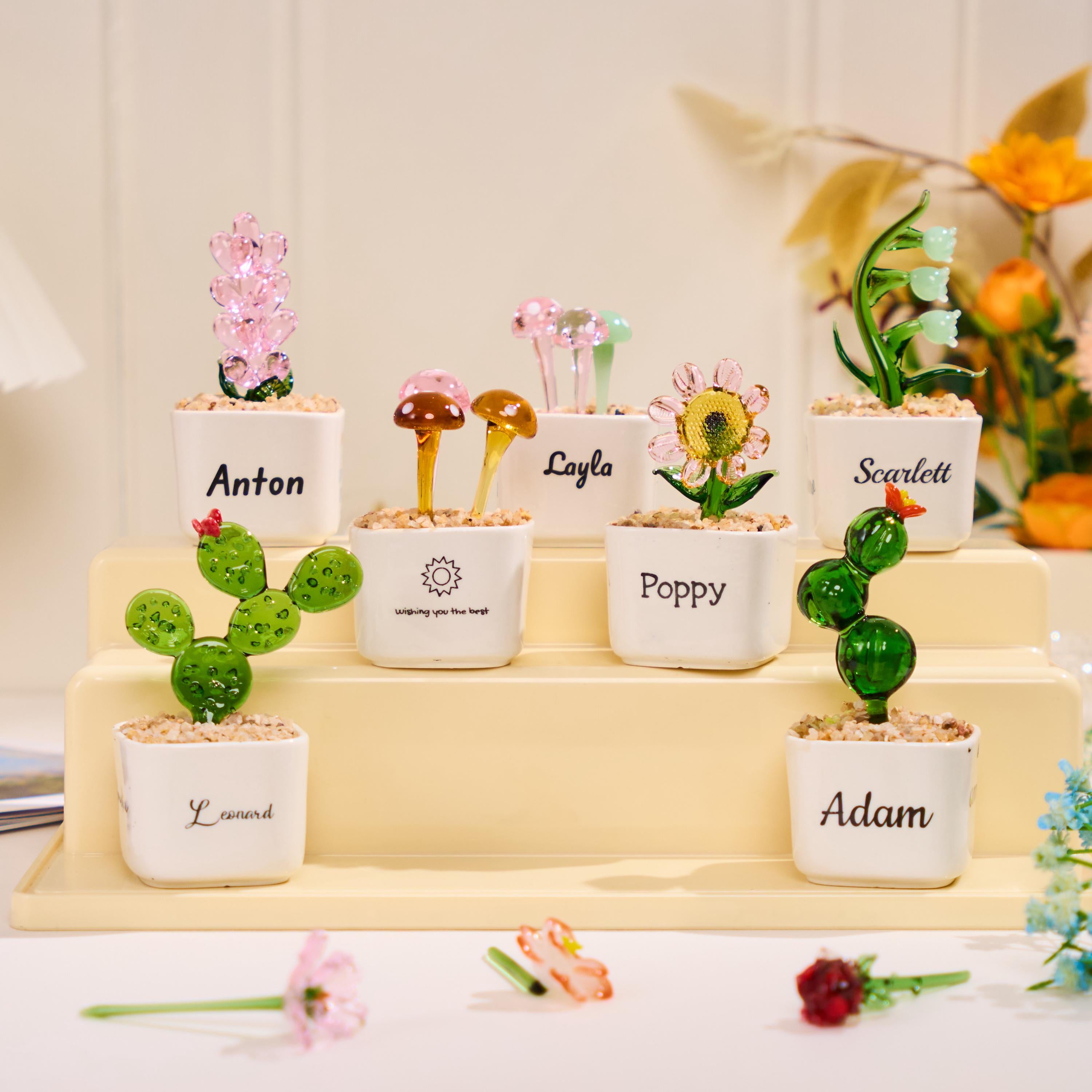 Stained Glass Succulent Cactus, Gift for Teacher,home Decor,custom Potted Plant Figurine, Teacher Appreciation Gift