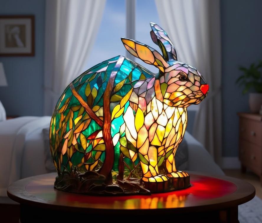 Cute Rabbit-shaped Night Light, Mosaic Table Lamp, Room Decoration, Baby Rabbit Night Lamp, Cute Animal-shaped Table Lamp, Gift for Pet Lovers, Children's Room and Bedroom Lamp, Night Lamp.