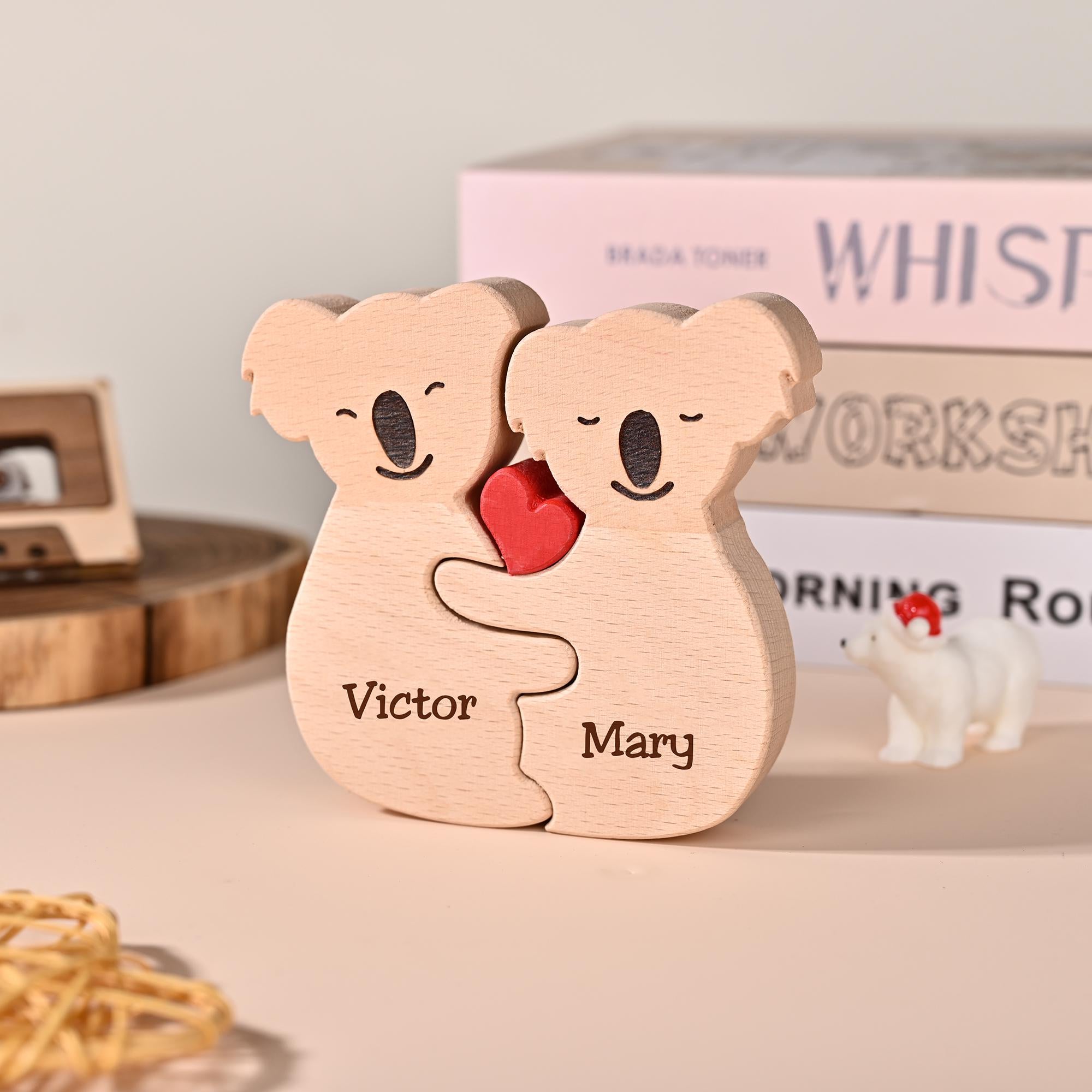 Custom Wooden Koala Family Puzzle, Koala Family Jigsaw Decor, Family Name, Anniversary Gift, Family Home Decor, Gift for Mom (Copy)
