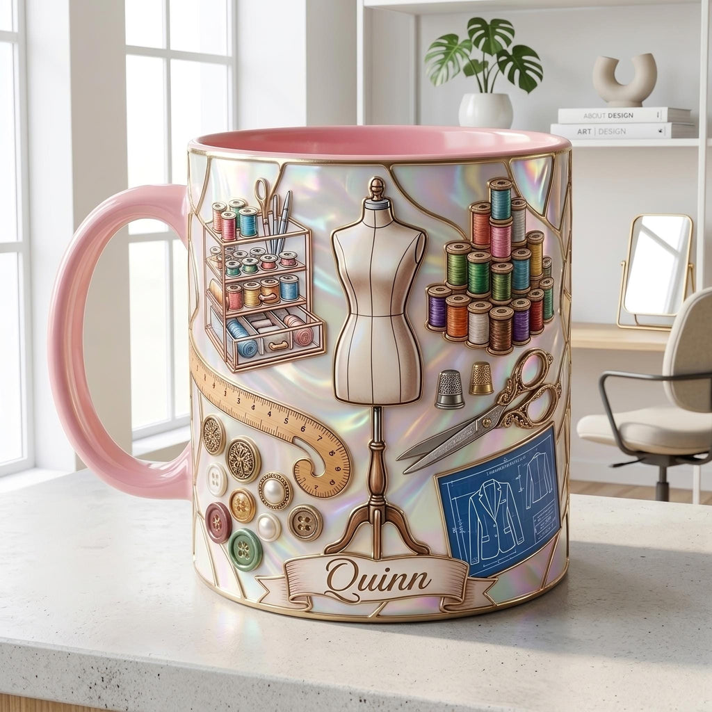 Personalized Sewing Mug, Fashion Designer Coffee Cup, Custom Seamstress Gift, Tailor Appreciation Mug, Sewing Lover Gift