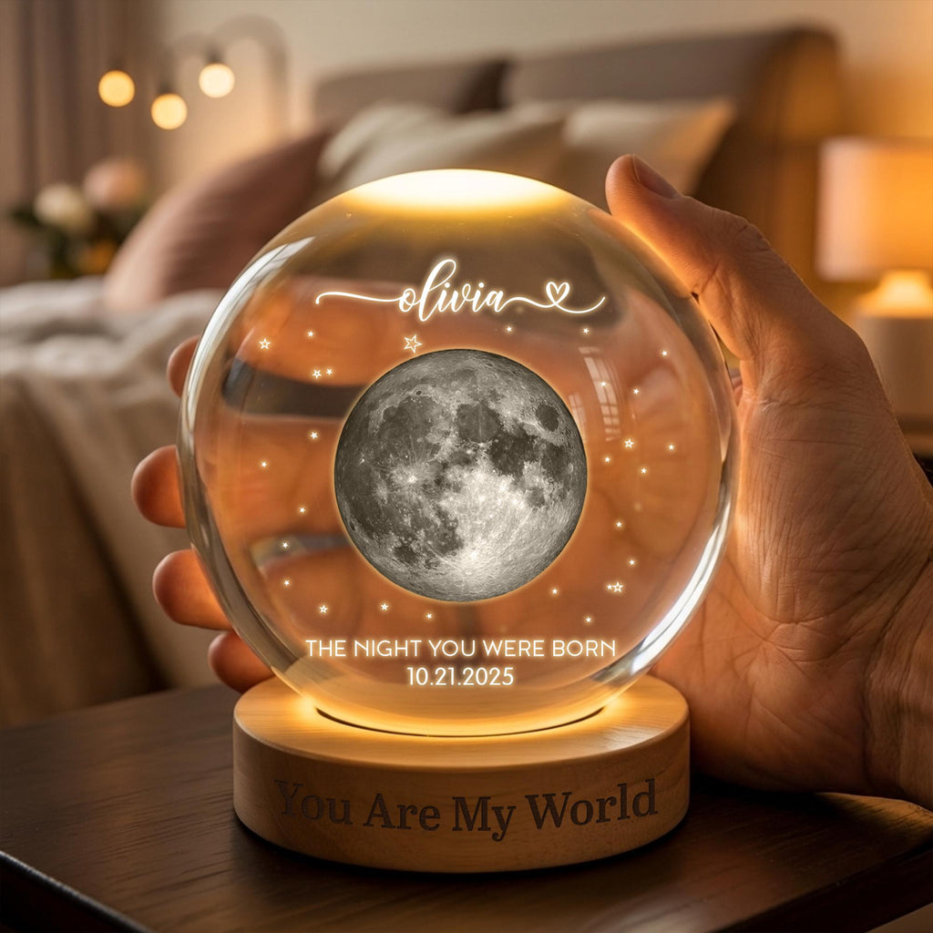 Personalized Crystal Ball LED Night Light_ the Day You Were Born Custom Moon Phase by Date, Birthday, Just Because Gift for Friend, Daughter