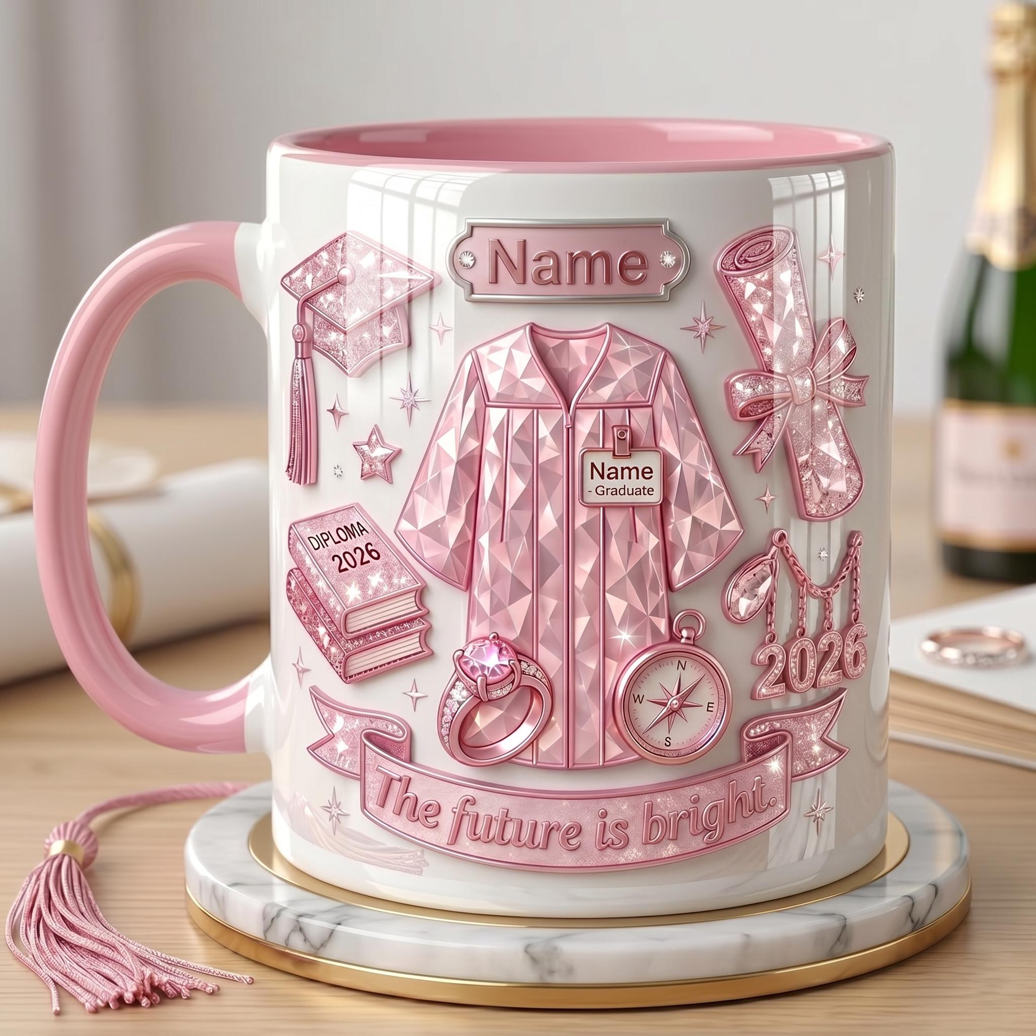 Personalized Graduation Mug Class of 2026, Faux 3D Effect Coffee Cup, Custom Senior Gift Keepsake, Graduation Party Mug