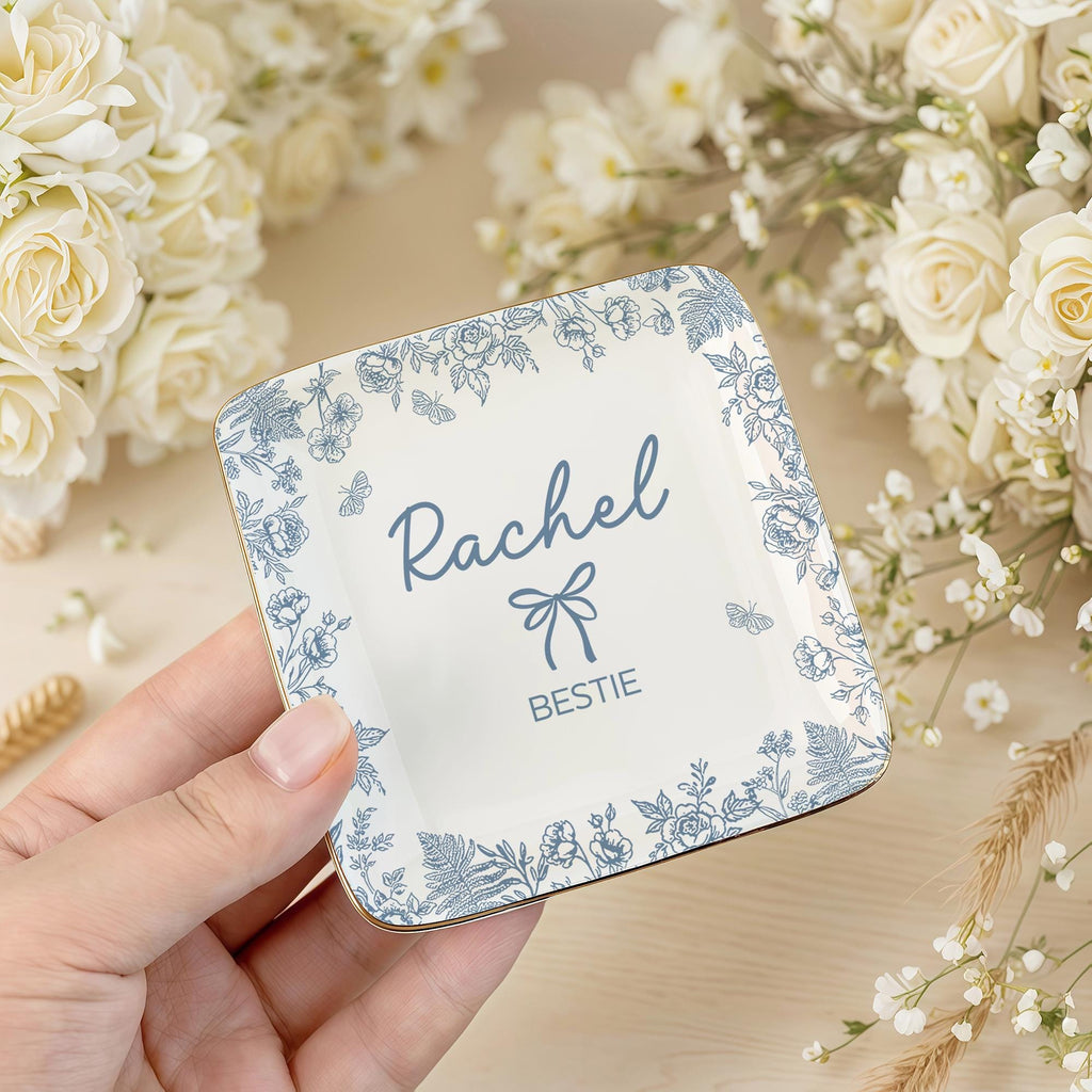 Personalised Bestie Trinket Dish, Custom Best Friend Birthday Jewelry Dish, Soul Sister Bridesmaid Gifts, Galentine's Day Present