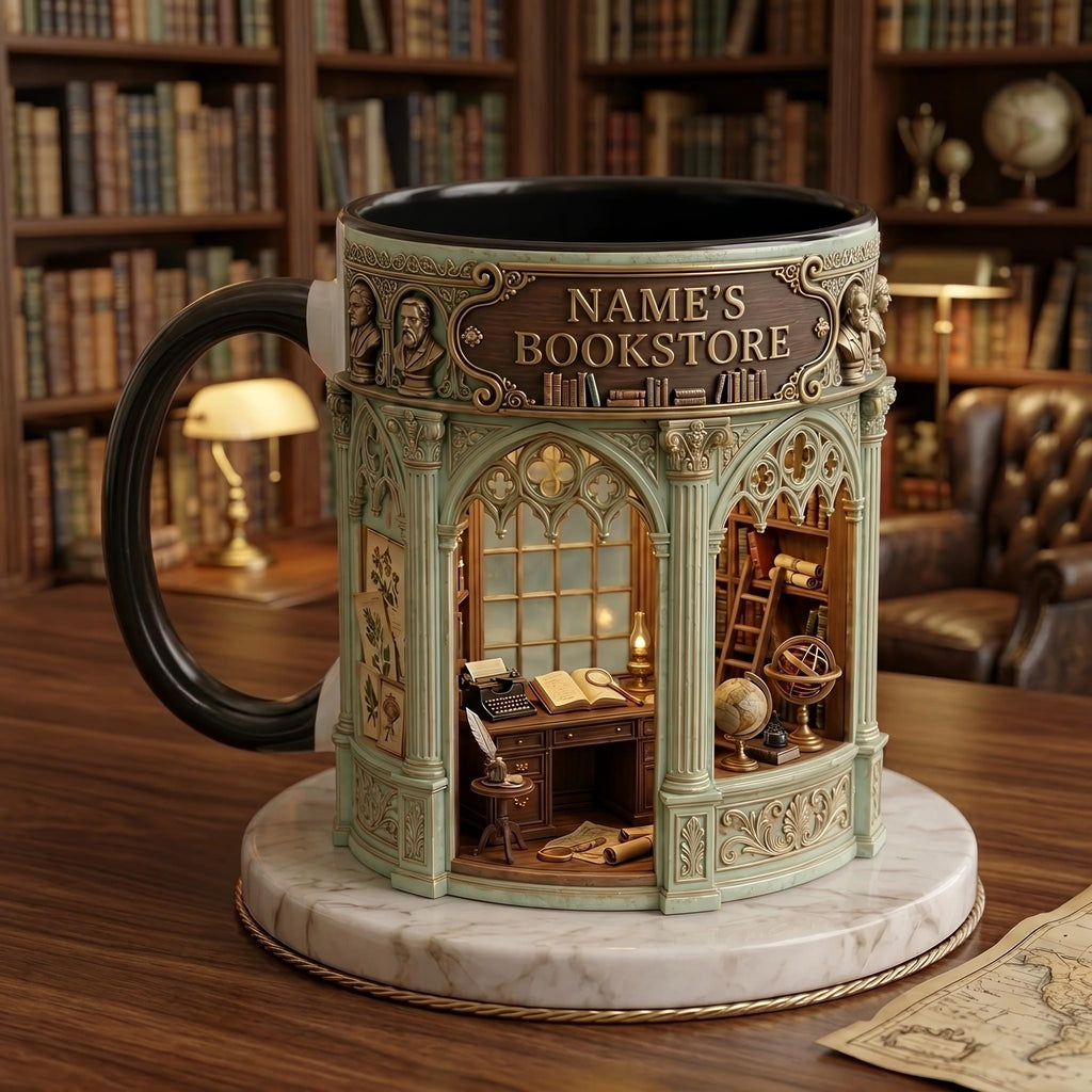 Personalized Bookstore Mug, Dark Academia Coffee Cup, Custom Book Lover Gift, Cozy Library Mug, Bookworm Reader Gift