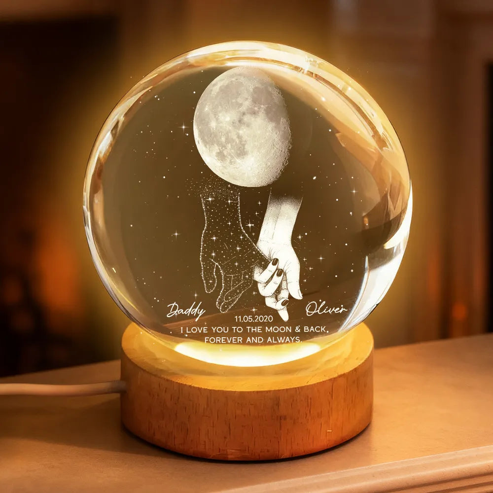 Lost Loved One Holding Hands Moon Phase Galaxy Art - Personalized Crys, Valentines Day Wedding Anniversary Gift For Couple