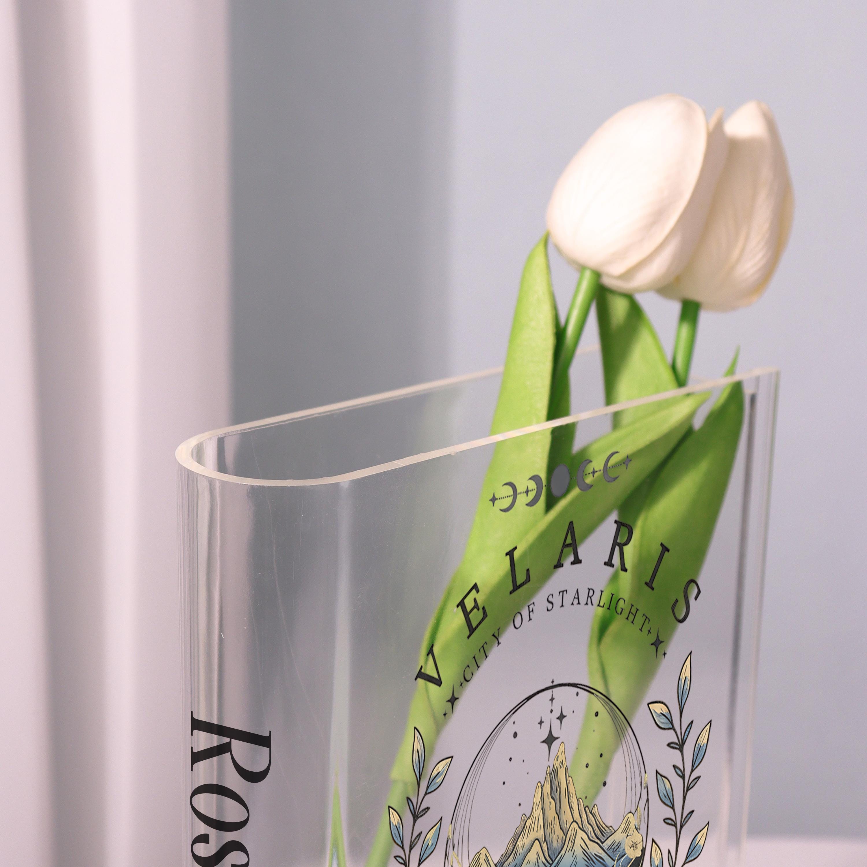 Velaris Acrylic Book Vase, City of Starlight Bookish Vase, Fantasy Mountain Book Shaped Vase, Ethereal Decor, Custom Gift for Book Lovers