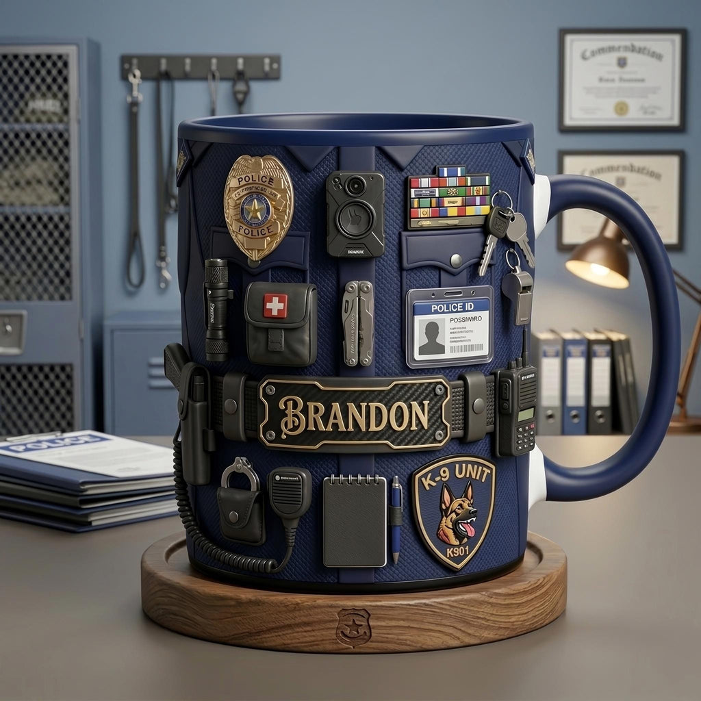 Personalized Police Mug, K9 Officer Coffee Cup, Custom Law Enforcement Gift, Police Officer Appreciation Mug, Thin Blue Line Gift