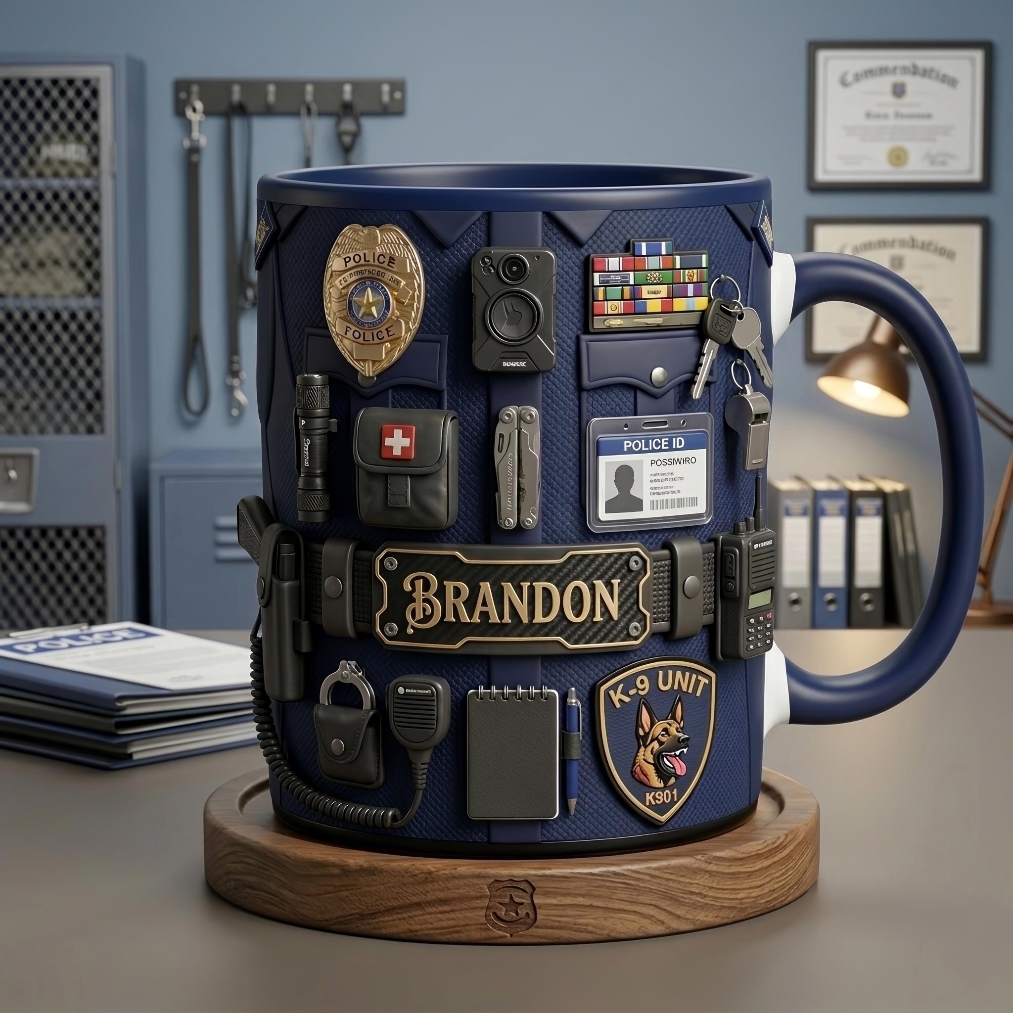 Personalized Police Mug, K9 Officer Coffee Cup, Custom Law Enforcement Gift, Police Officer Appreciation Mug, Thin Blue Line Gift