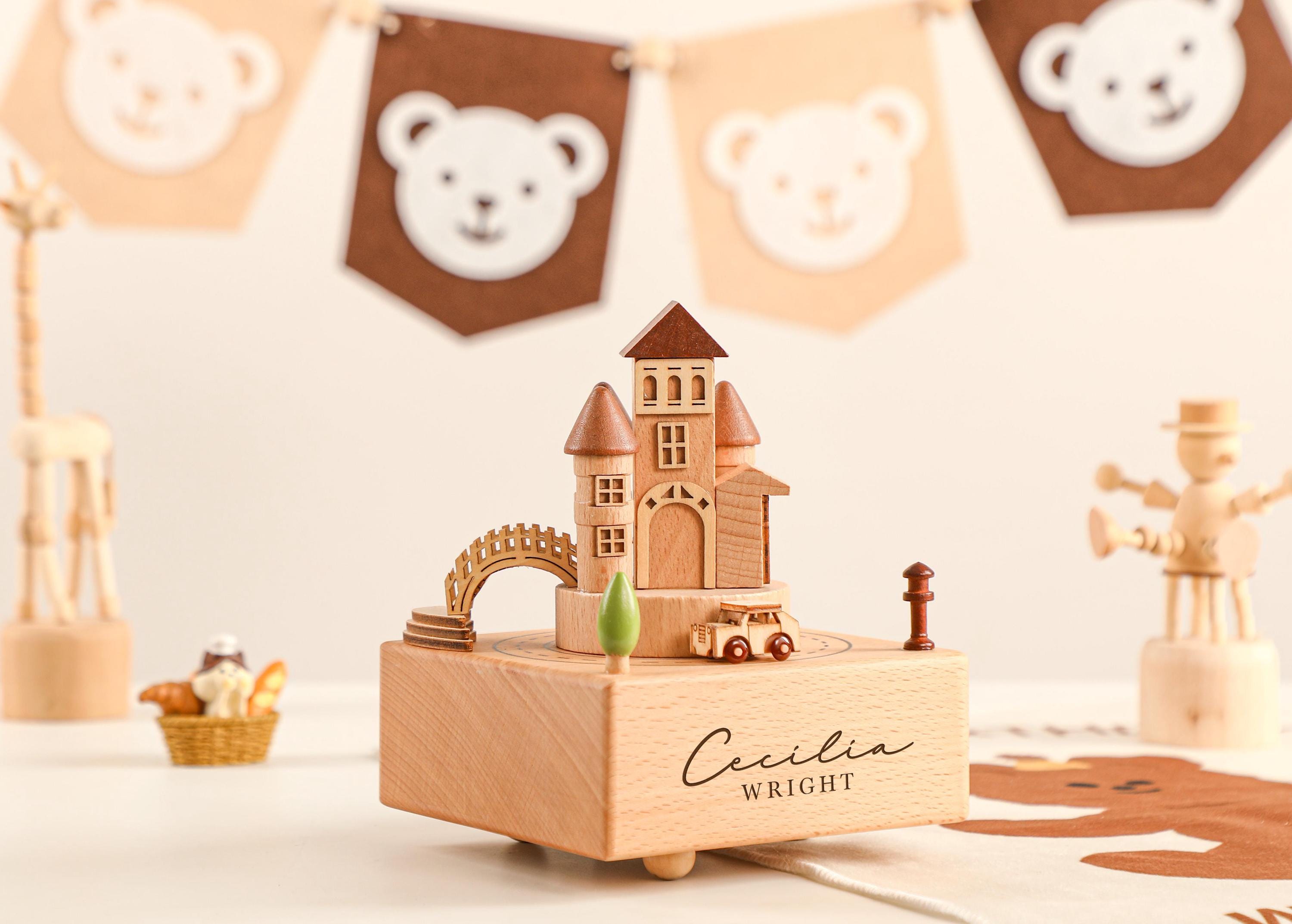 Luxury Castle Music Box, Wooden Music Box, Custom Wooden Handmade Music Box, 1st Birthday, Personalised Music Box Gift, Baby Gift