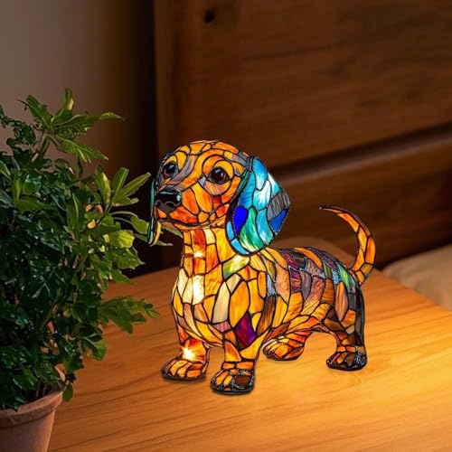 Dachshund Dog Night Light, Mosaic Table Lamp, Room Decor, Puppy Night Light Decor, Cute Dog Table Lamp, Pet Lover Gift, Nursery & Bedroom Light, Night Light