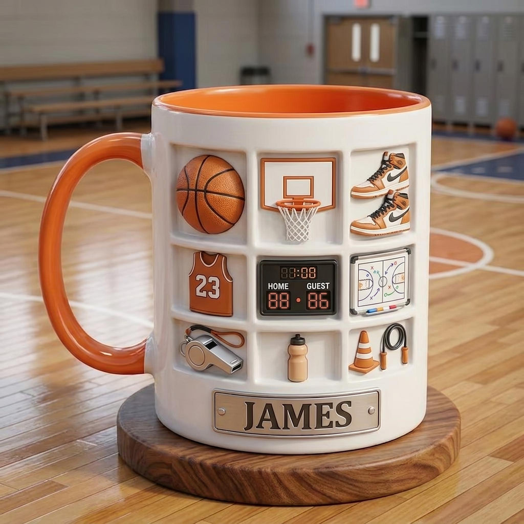 Personalized Basketball Mug, Custom Name Sports Mug, Basketball Player Gift, Athlete Coffee Cup, Basketball Coach Gift