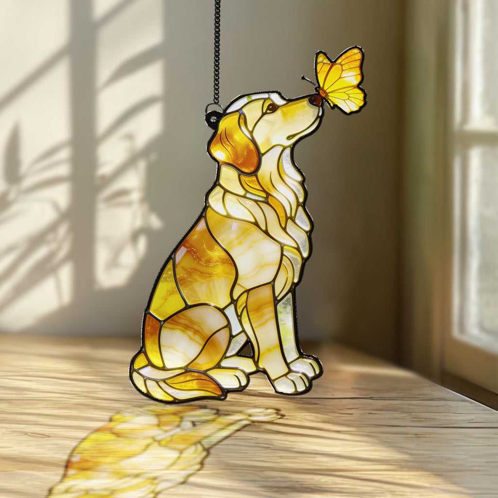 Golden Retrieve Acrylic Suncatcher, Colorful Window Hangings, Dog Lover Gift, Pet Memorial Gifts, Pet Loss Gift, Loss of Dog, Sympathy Gift