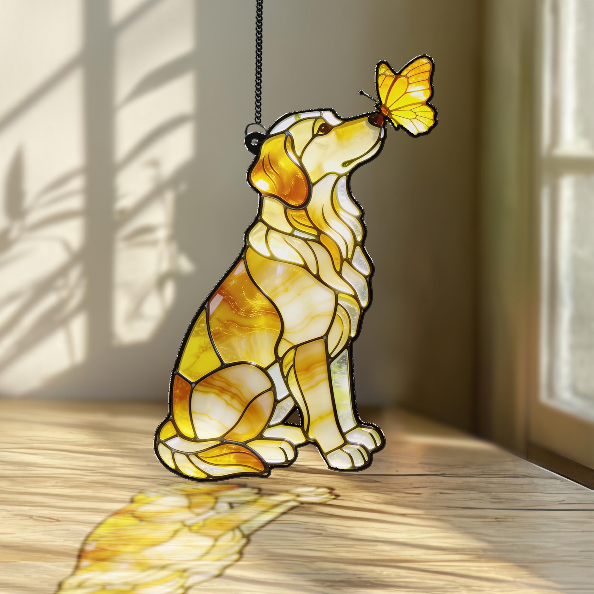 Golden Retrieve Acrylic Suncatcher, Colorful Window Hangings, Dog Lover Gift, Pet Memorial Gifts, Pet Loss Gift, Loss of Dog, Sympathy Gift