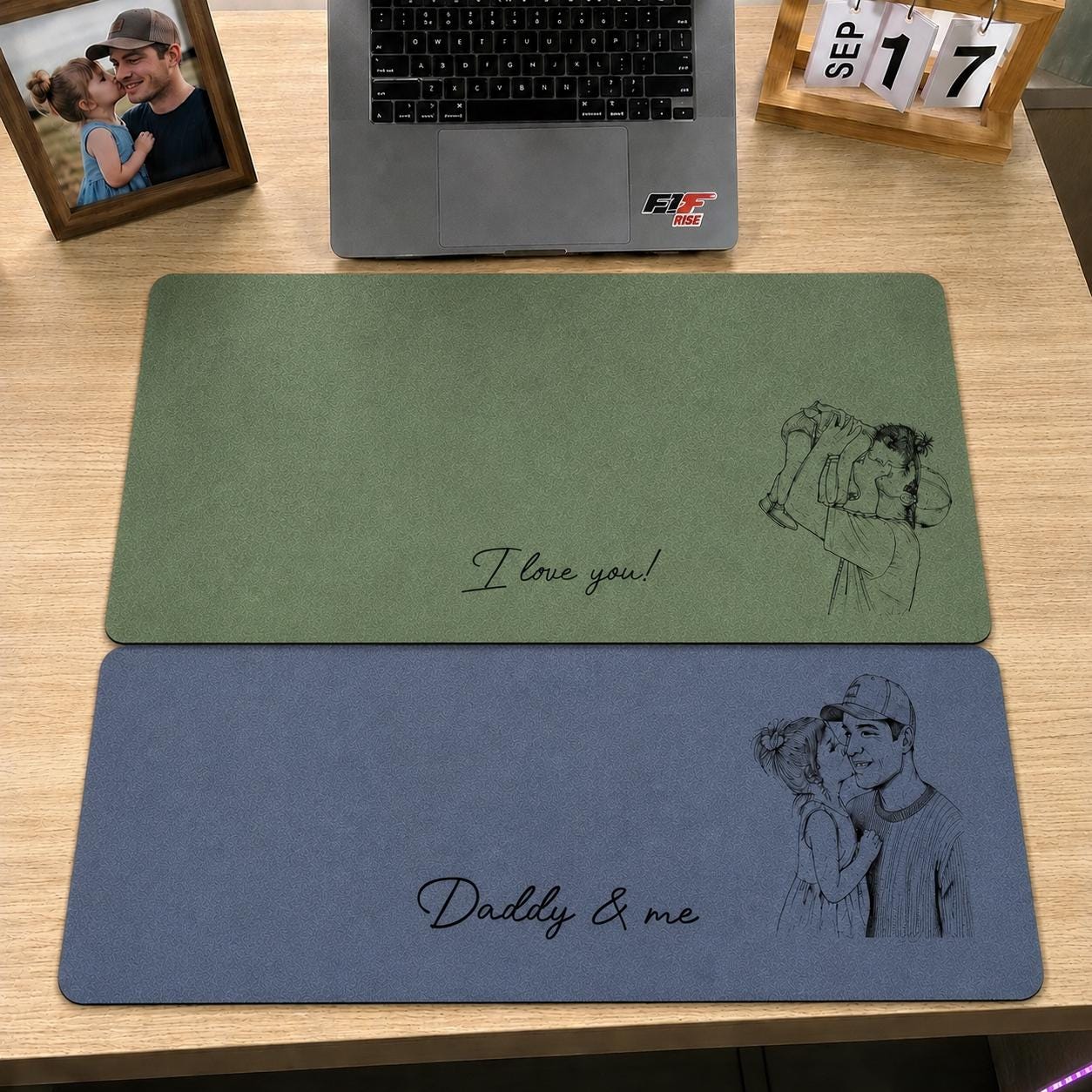 Personalized Papa Picture Sketch Line Art Desk Mat, Custom Photo Dad Birthday Gift, Father's Day Gift for Husband, Dad Portrait Mouse Pad