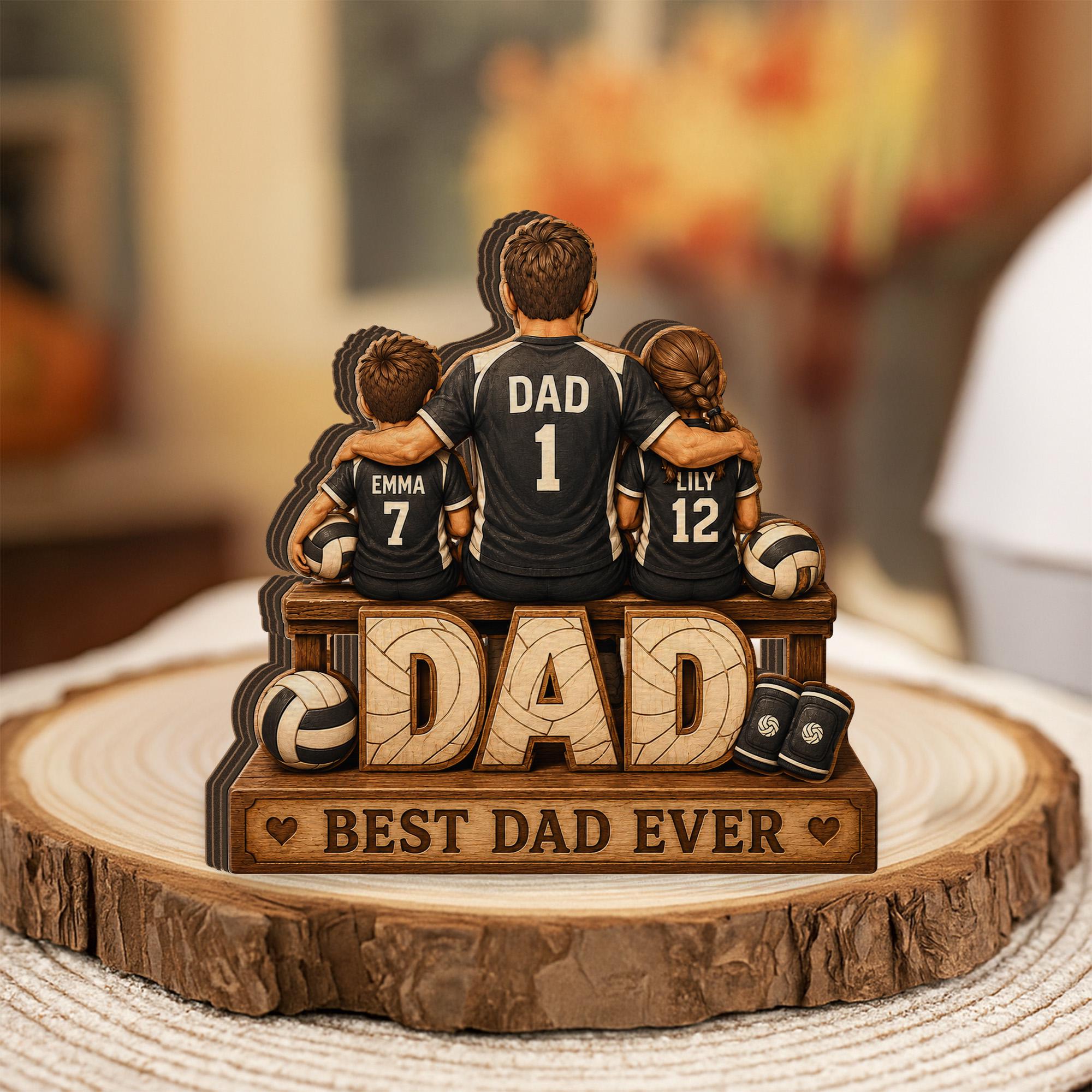 Personalized Volleyball Dad Wooden Block, Custom Father's Day Gift, Heartfelt Gift