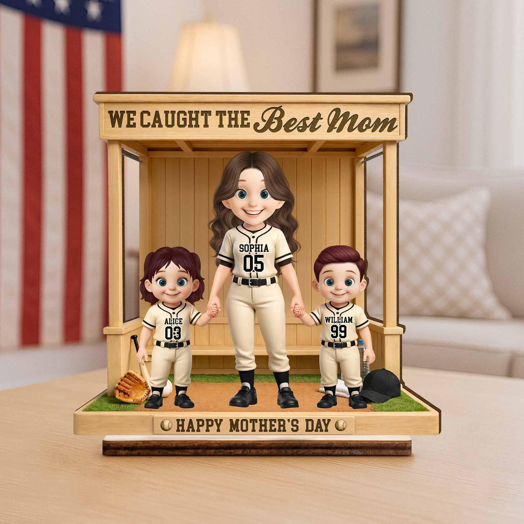 Personalized 3D Wooden Plaque, Custom Sports Mom Gift, Baseball Dugout Diorama, Graduation Gift for Son, Daughter, Basketball Player Gift