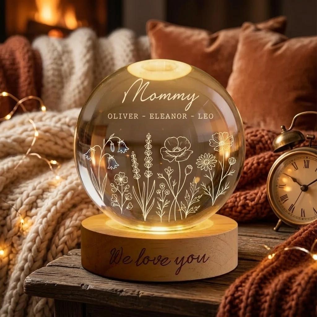 Personalized Photo Crystal Night Light, Photo Memorial Crystal Lamp, Custom Memorial Gift, Grandpa Grandma Crystal Ball, Memorial Crystal