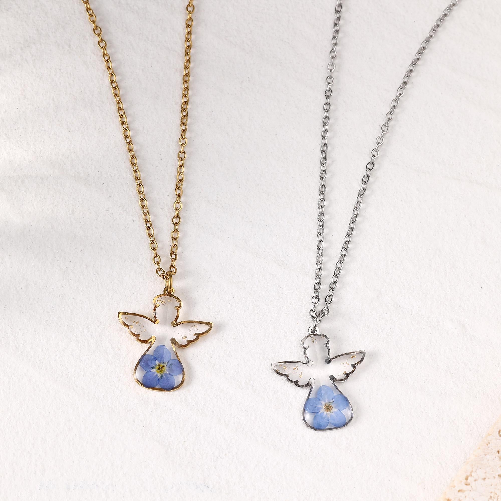 Guardian Angel Forget Me Not Necklace, Handmade Memorial Jewelry, Baby Loss, Grieving Mom Gift, Pregnancy Loss, Miscarriage Gift for Her