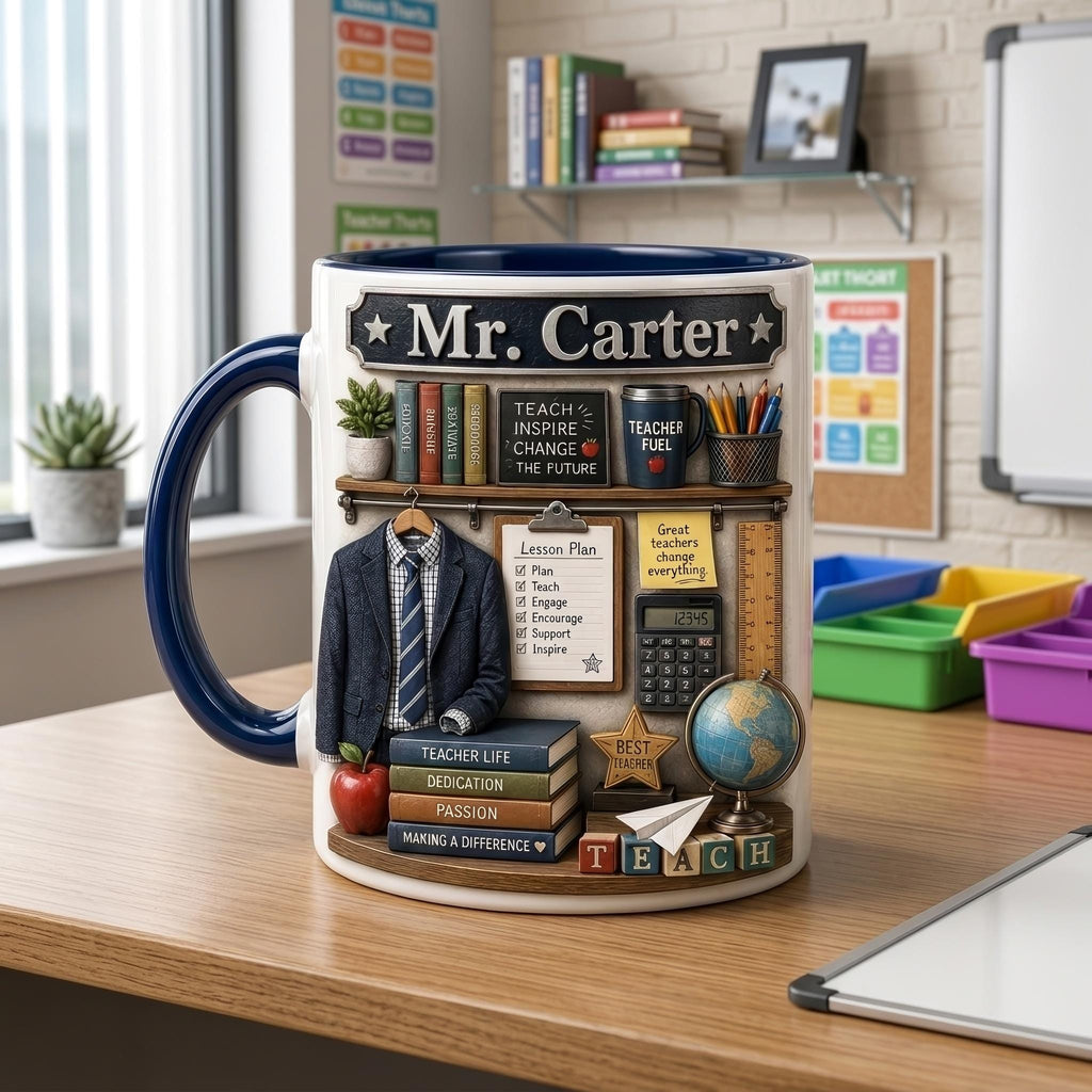 Personalized Teacher Mug, Teacher Coffee Cup, Custom Classroom Gift for Educators