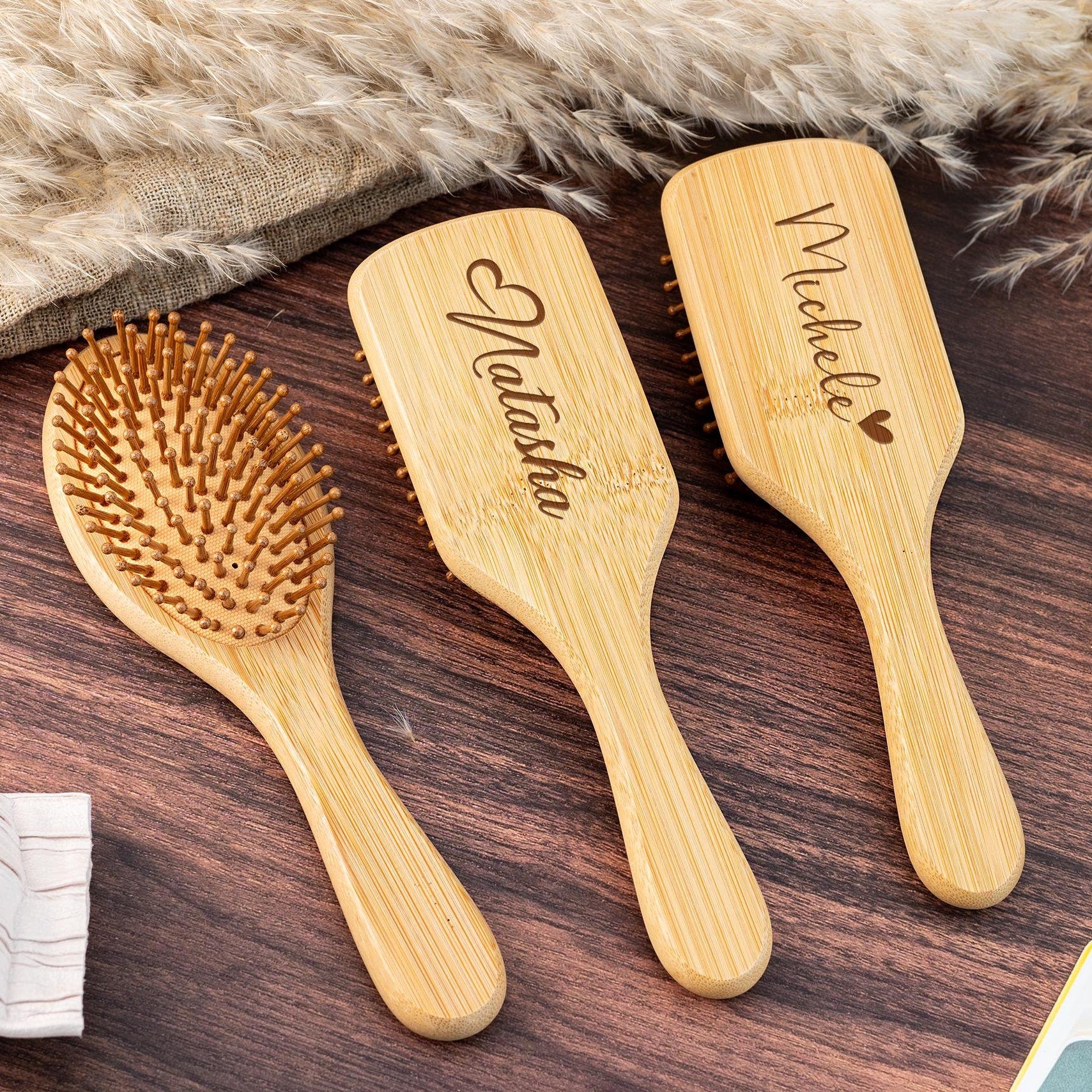 Personalized Christmas Gift for Her,engraved Name Airbag Brush,wedding Wooden Comb,bamboo Paddle Hairbrush,bridesmaid,birthday Gifts for Her