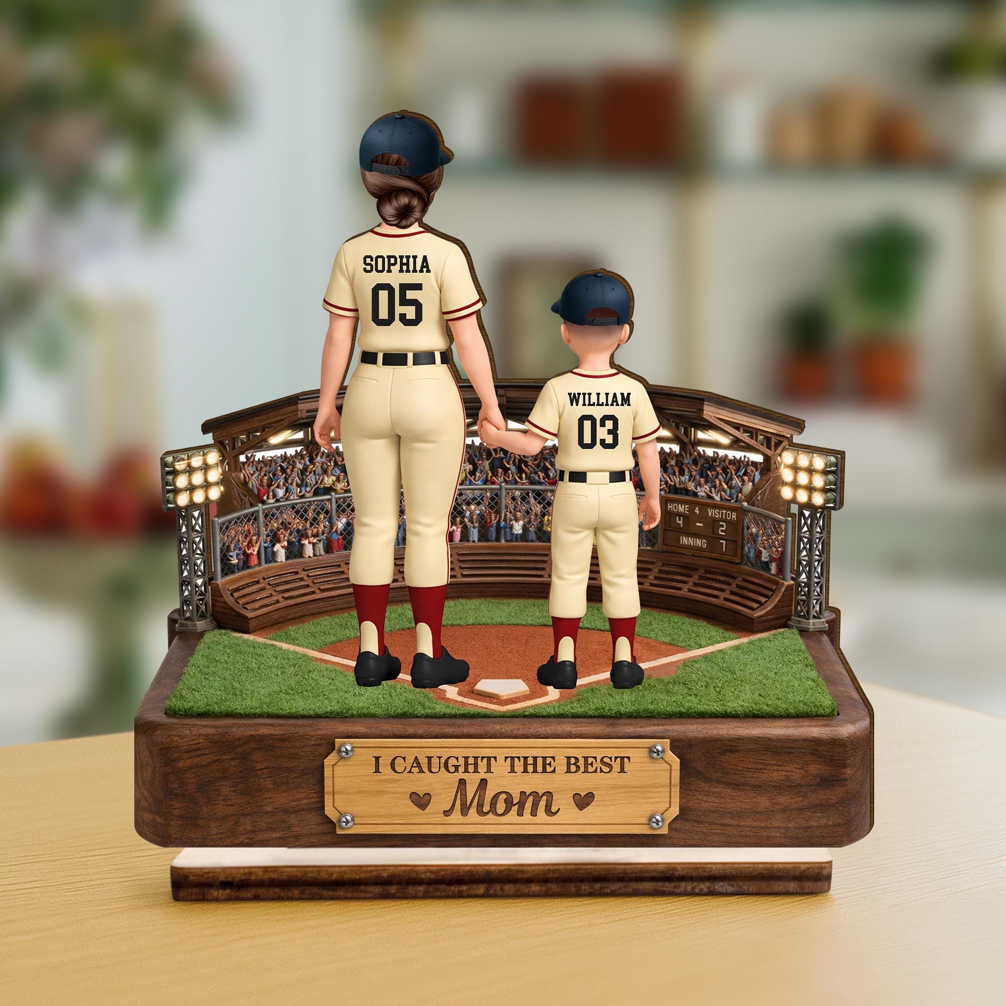 Personalized Baseball Mom Wooden Plaque, Custom Name Jersey Sign, Sports Mom Keepsake, Mother's Day Gift, Kids Names Plaque
