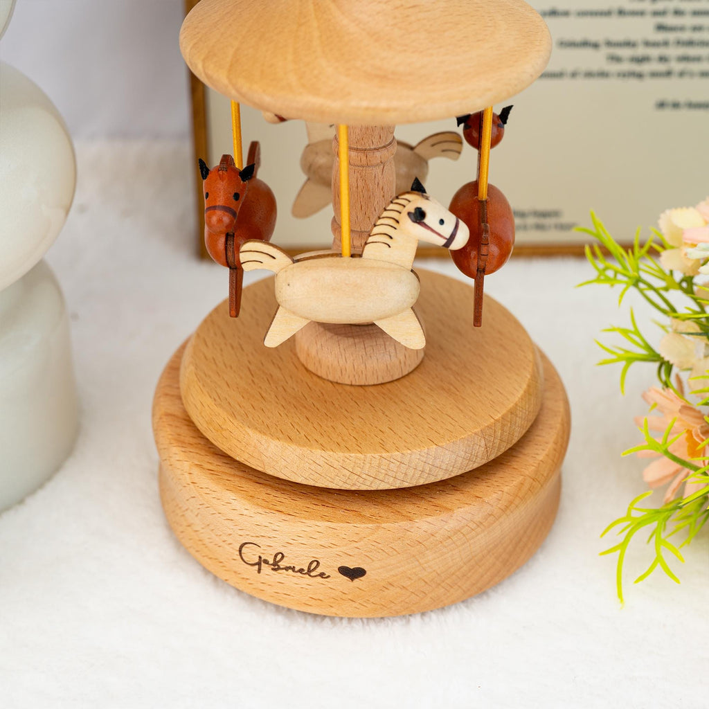 Custom Music Box, Musical Carousel,handmade Personalized Wooden Musical Carousel,baby Shower Gift,gift for Kids,engraved Keepsake Gift