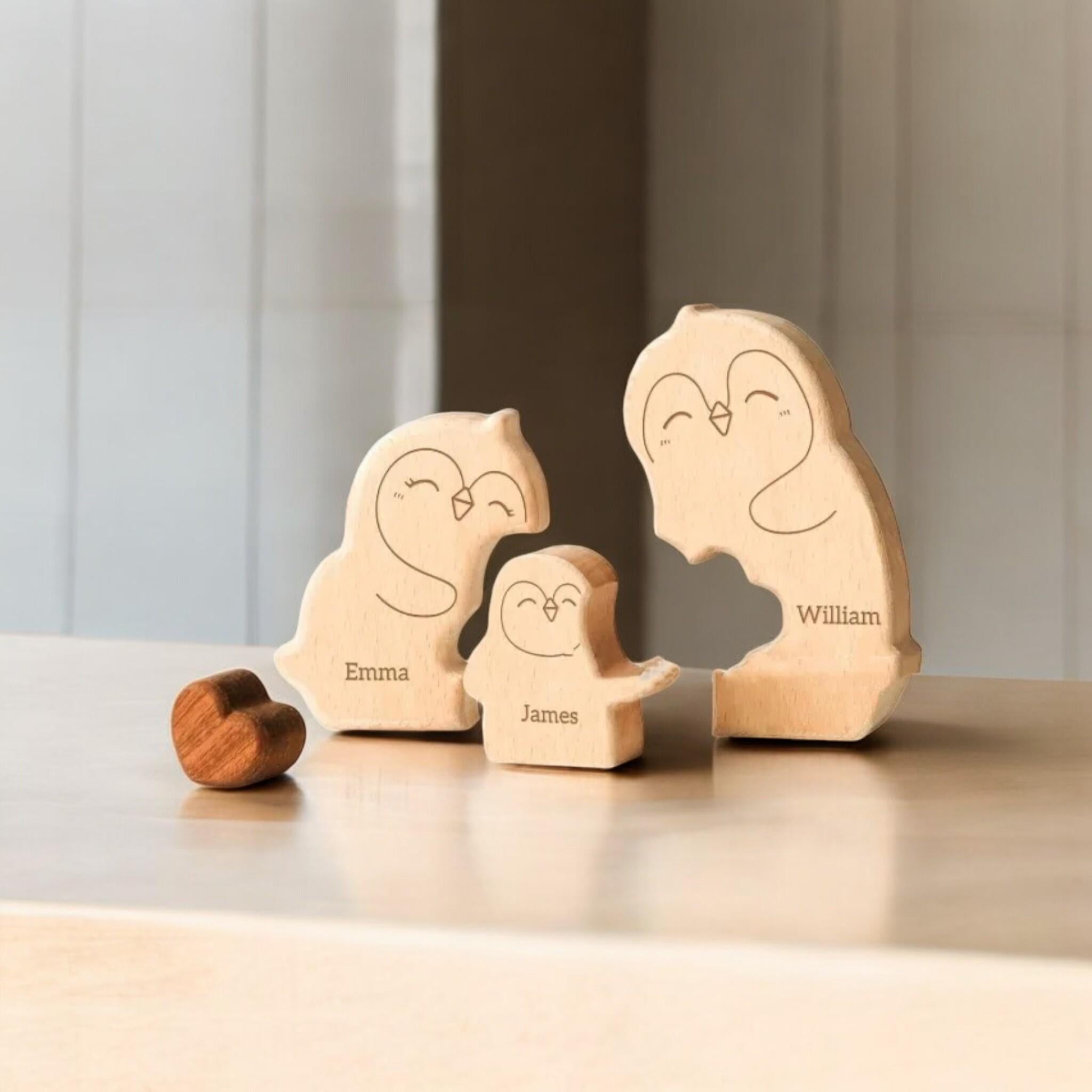 Personalized Penguin Family Puzzle, Custom Christmas Gift, Family Ornament, Baby Shower Decor, Family Gift, Family Keepsake, Penguin Gift