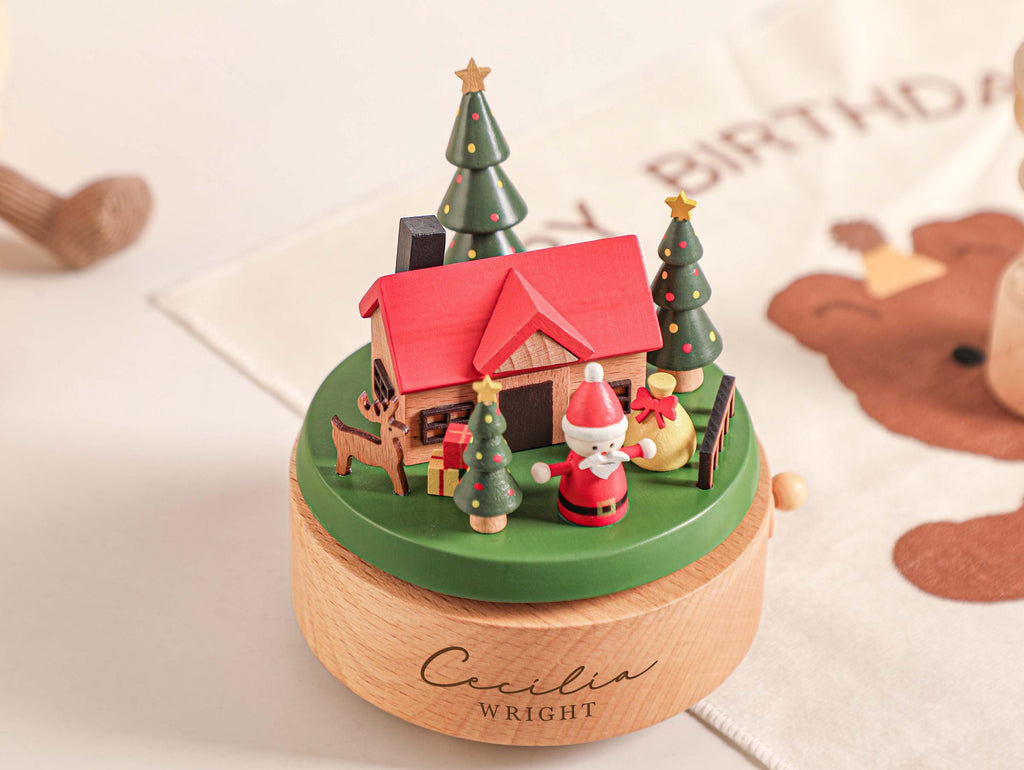 Baby Christmas Gift, Christmas Personalized Wooden Handmade Music Box, Train Music Box, Engraved Name Music Box, Newborn Keepsake