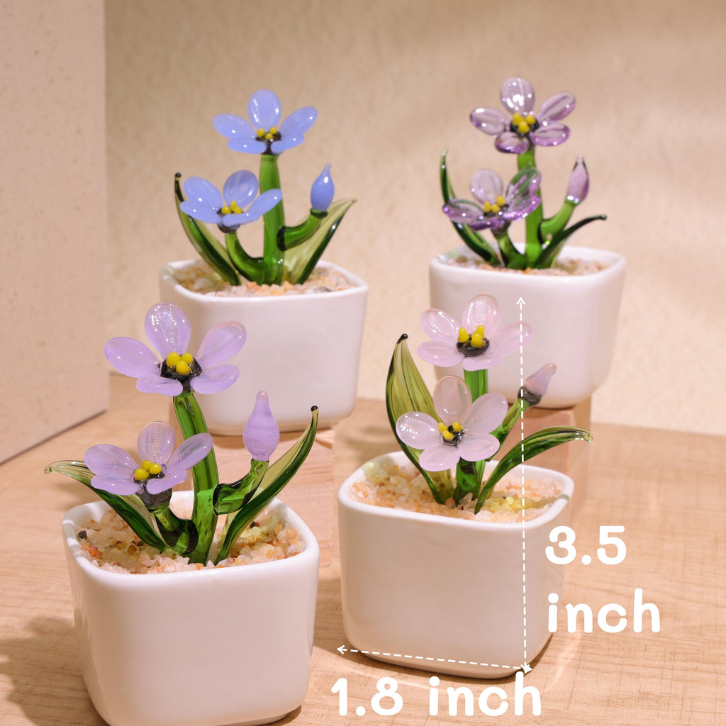 Handmade Glass Flowers,forget Me Not,glass Potted Plants,glass Myosotis,stained Glass Plants,housewarming Gift,gift for Teacher
