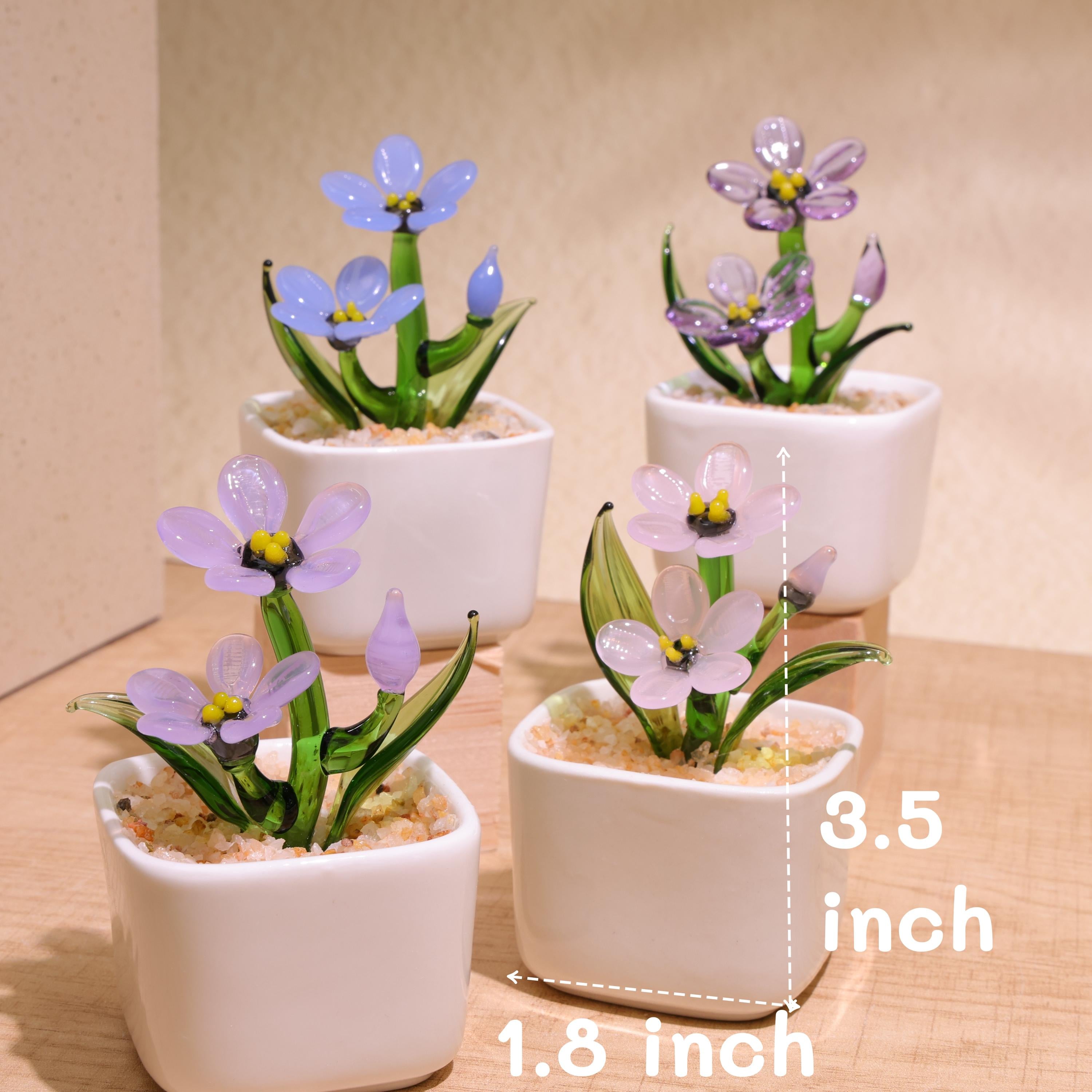 Handmade Glass Flowers,forget Me Not,glass Potted Plants,glass Myosotis,stained Glass Plants,housewarming Gift,gift for Teacher