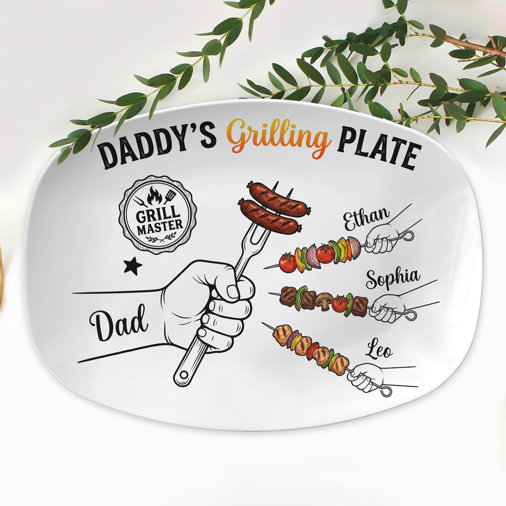 Personalized BBQ Dad Platter Daddy Grilling Plate, Personalized Father's Day Gift for Husband, Grandpa BBQ Platter, Cooking Dish for Him Serving Tray