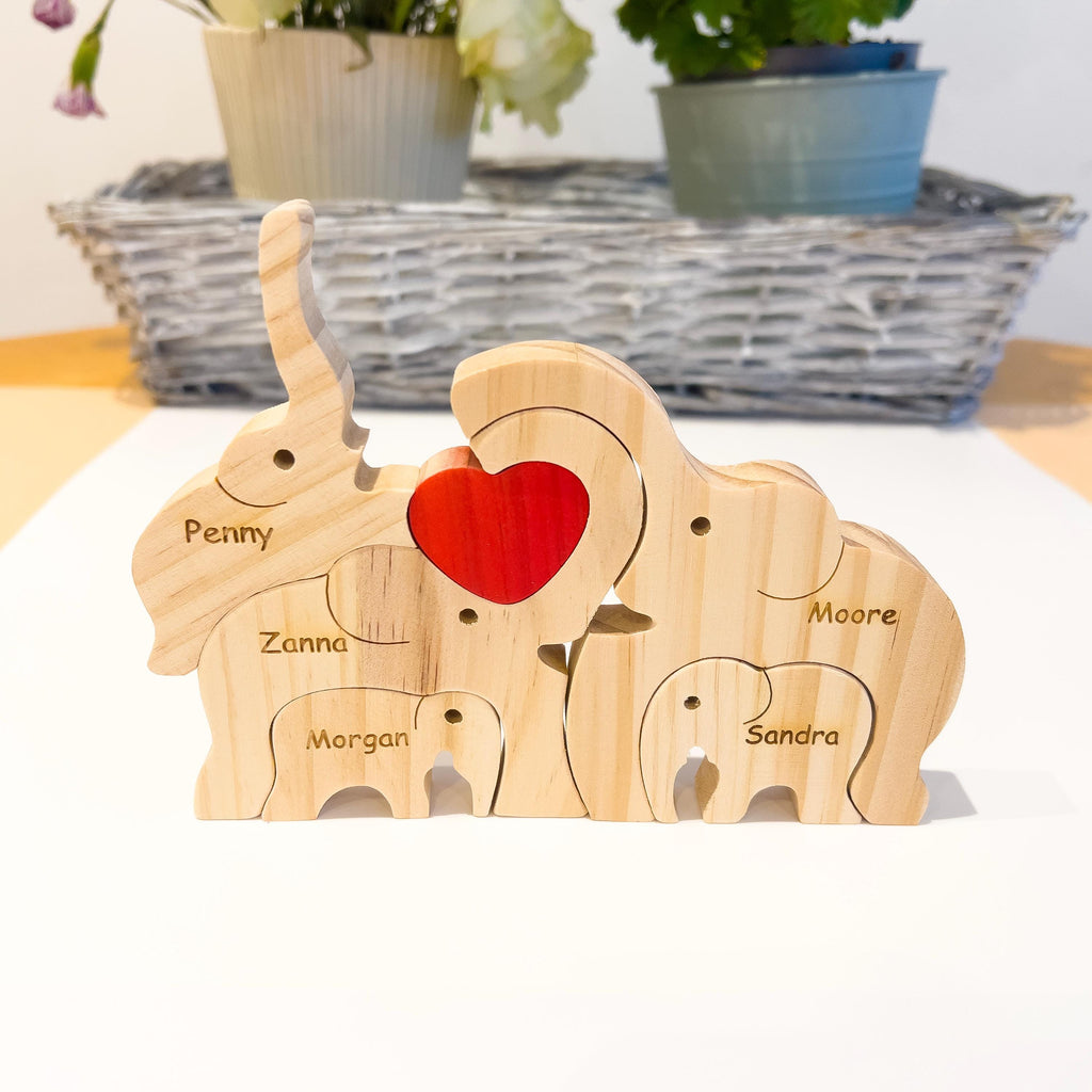 Wooden Elephant Family Puzzle, Gift for Parents, Baby Shower Gifts, Custom Family Gift, Home Decor, Birthday Gift, Gift for Wife, Mom, Dad