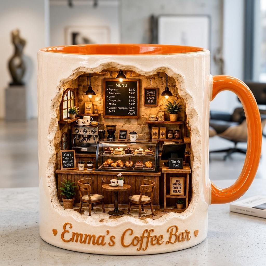 Personalized Coffee Shop Mug, Custom Café Coffee Cup, Barista Gift for Coffee Lovers, Cozy Coffee Bar Mug, Café Owner Gift