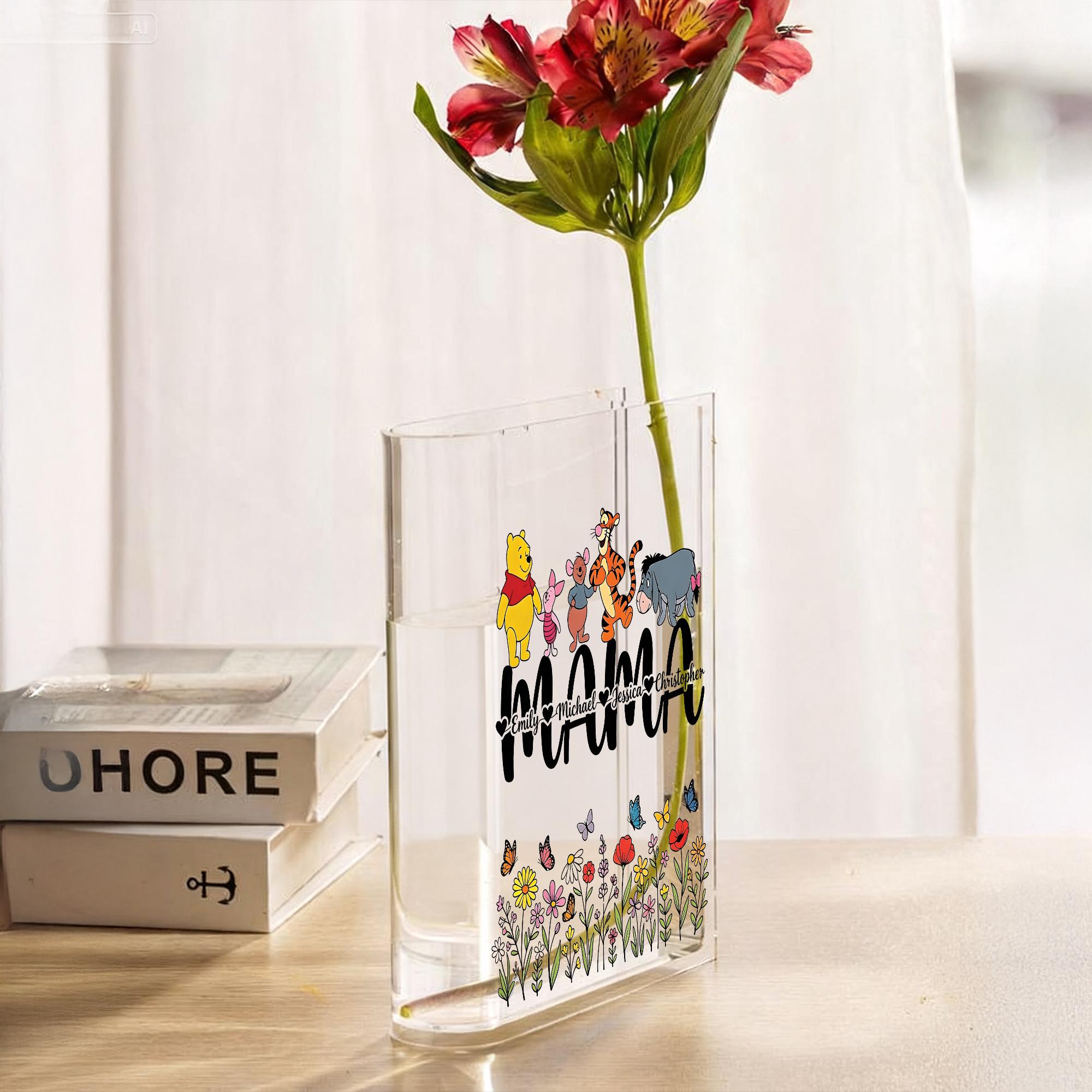Winnie the Pooh Book Vase, Hundred Acre Wood Nursery Decor, Baby Shower Gift Idea, Clear Acrylic Book Shaped Vase, Storybook Flower Holder
