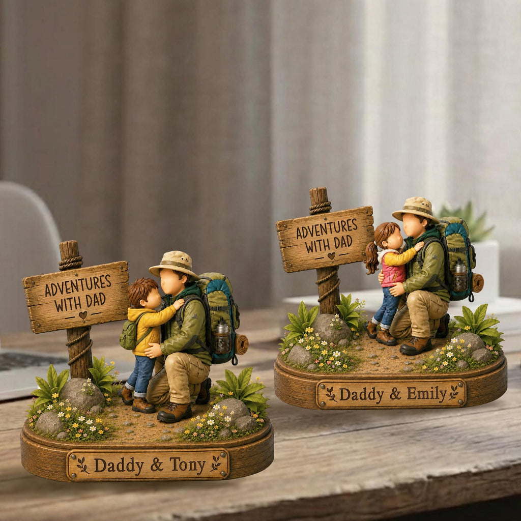 Personalized Dad Wooden Block, Custom Adventures with Dad Gift from Daughter/Son, Father's Day Gift, Outdoor Keepsake Gifts, Home Decor