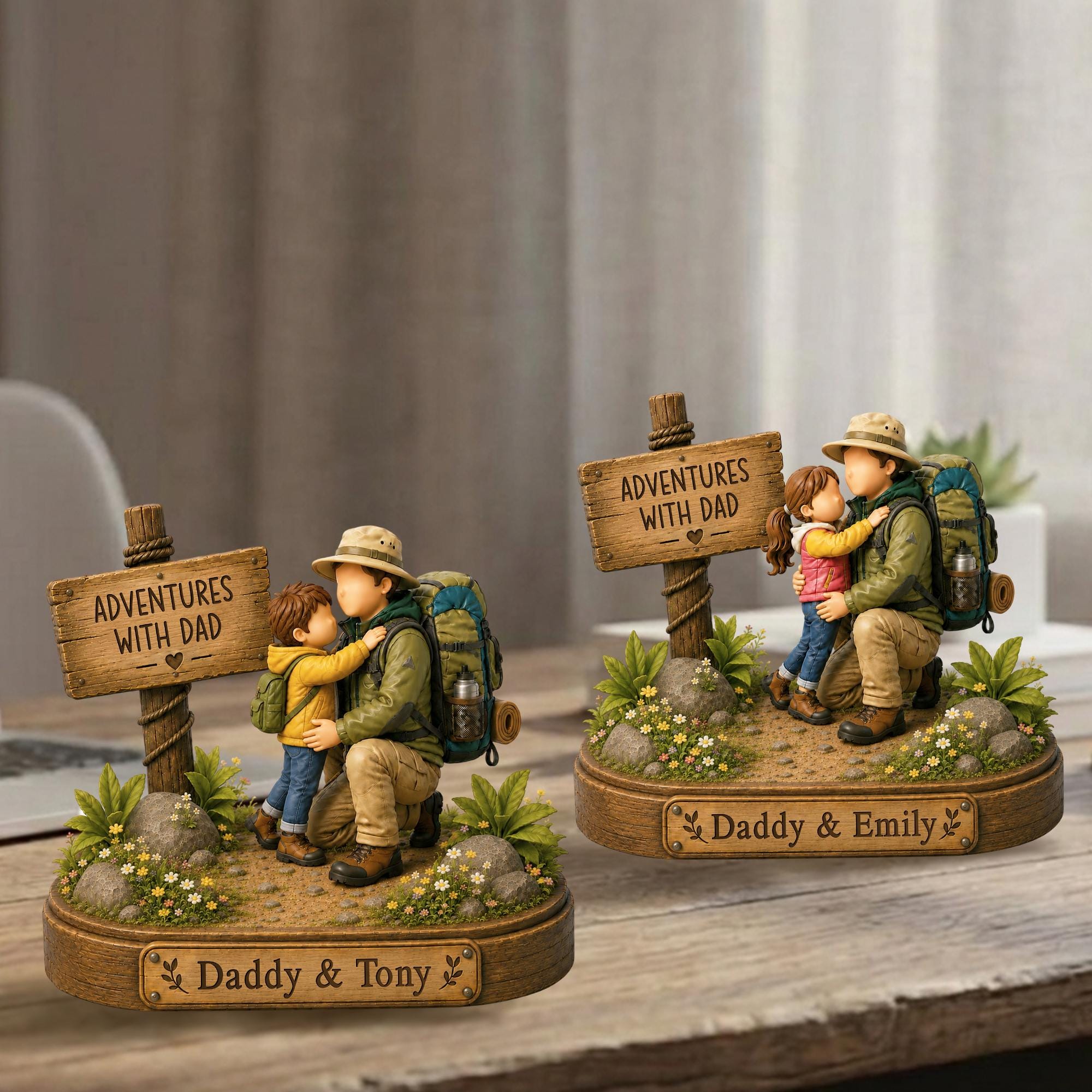 Personalized Dad Wooden Block, Custom Adventures with Dad Gift from Daughter/Son, Father's Day Gift, Outdoor Keepsake Gifts, Home Decor