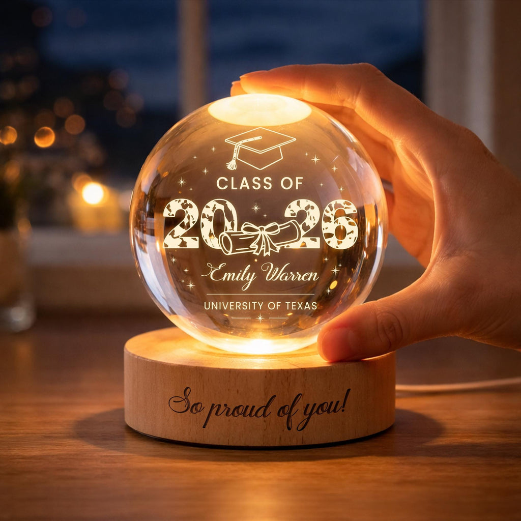Custom Graduation Gift,class of 2026 Crystal Ball Night Light,senior 2026 Gift,highschool College Graduation Gift for Senior,bestie,daughter